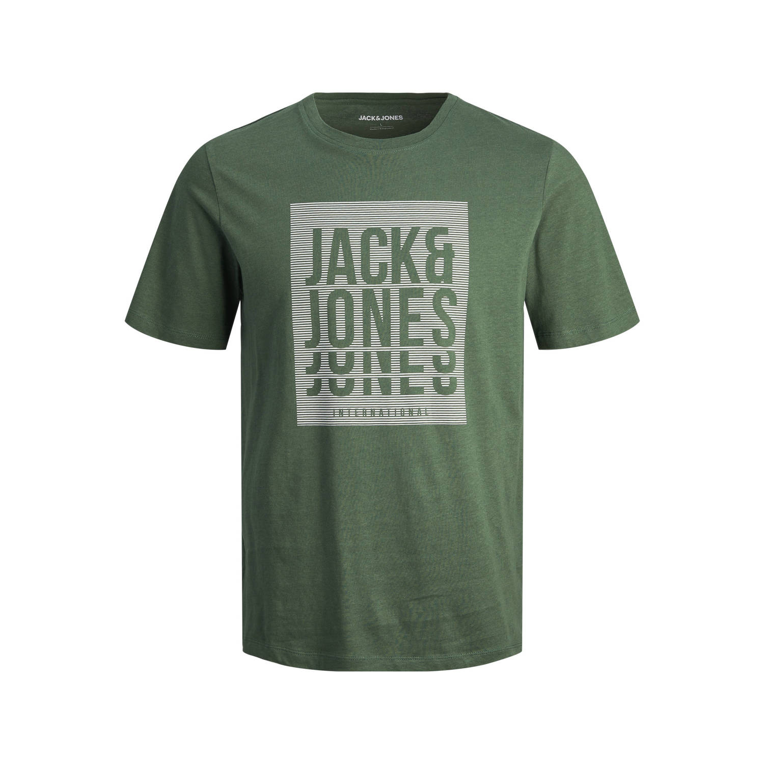 JACK & JONES T-shirt JJFLINT met printopdruk dark green