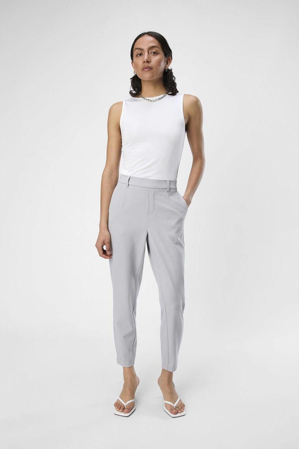 OBJECT slim fit pantalon OBJLISA grijs