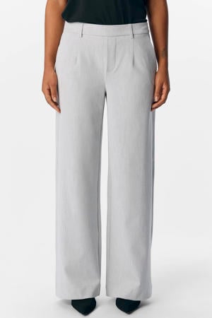 wide leg pantalon OBJLISA lichtgrijs