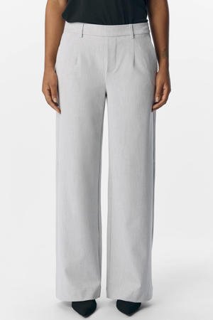 wide leg pantalon OBJLISA lichtgrijs