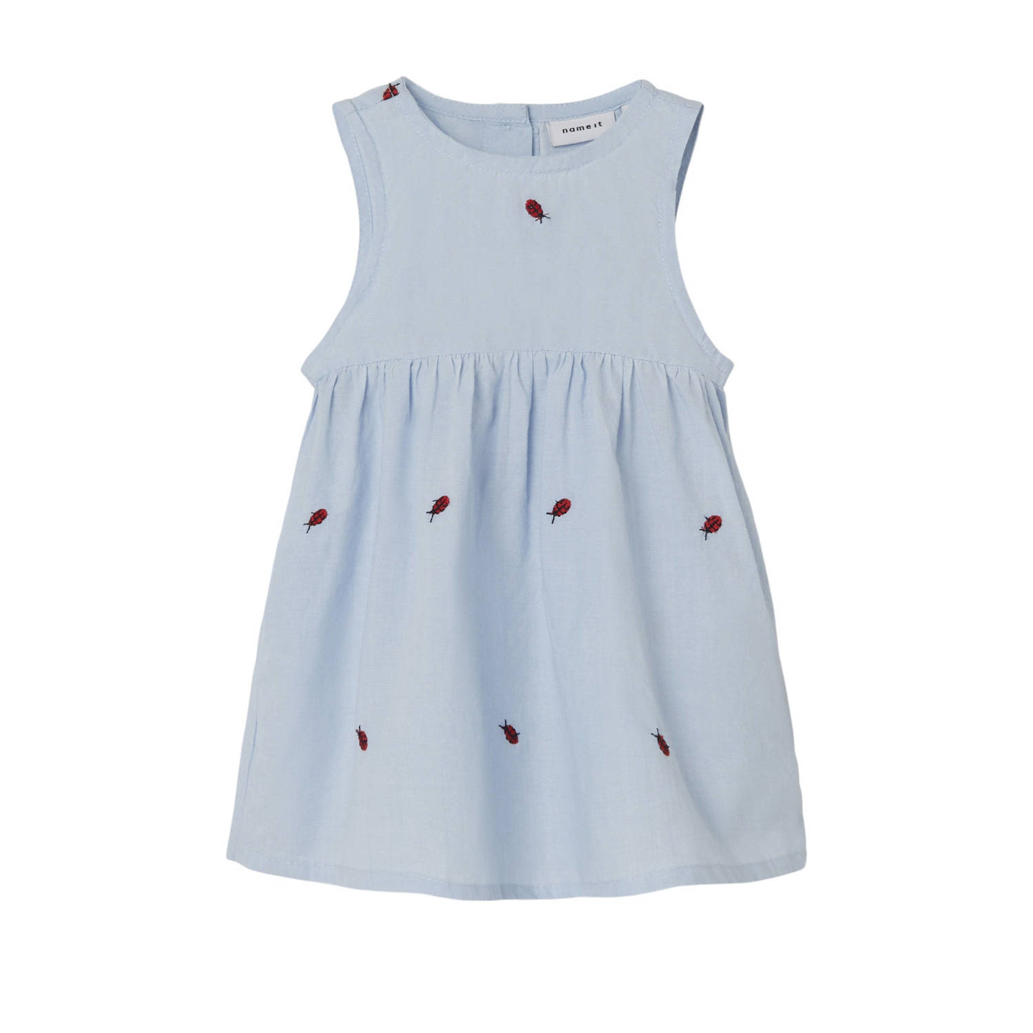 Name it BABY jurk NBFFERILLA met all over print blauw rood Meisjes Biologisch katoen Ronde hals 56