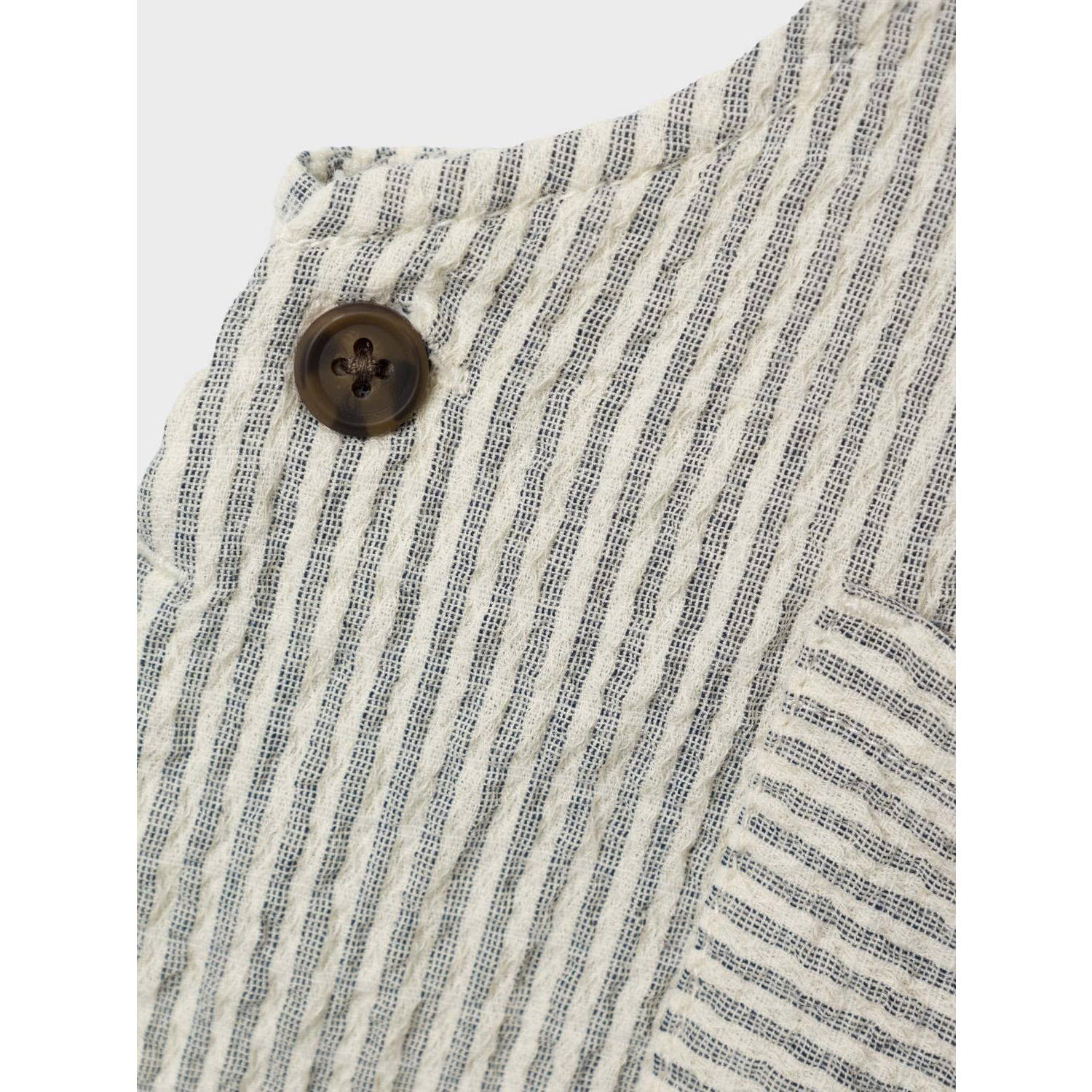 NAME IT BABY gestreepte tuinbroek NBMFEDENIS donkerblauw offwhite