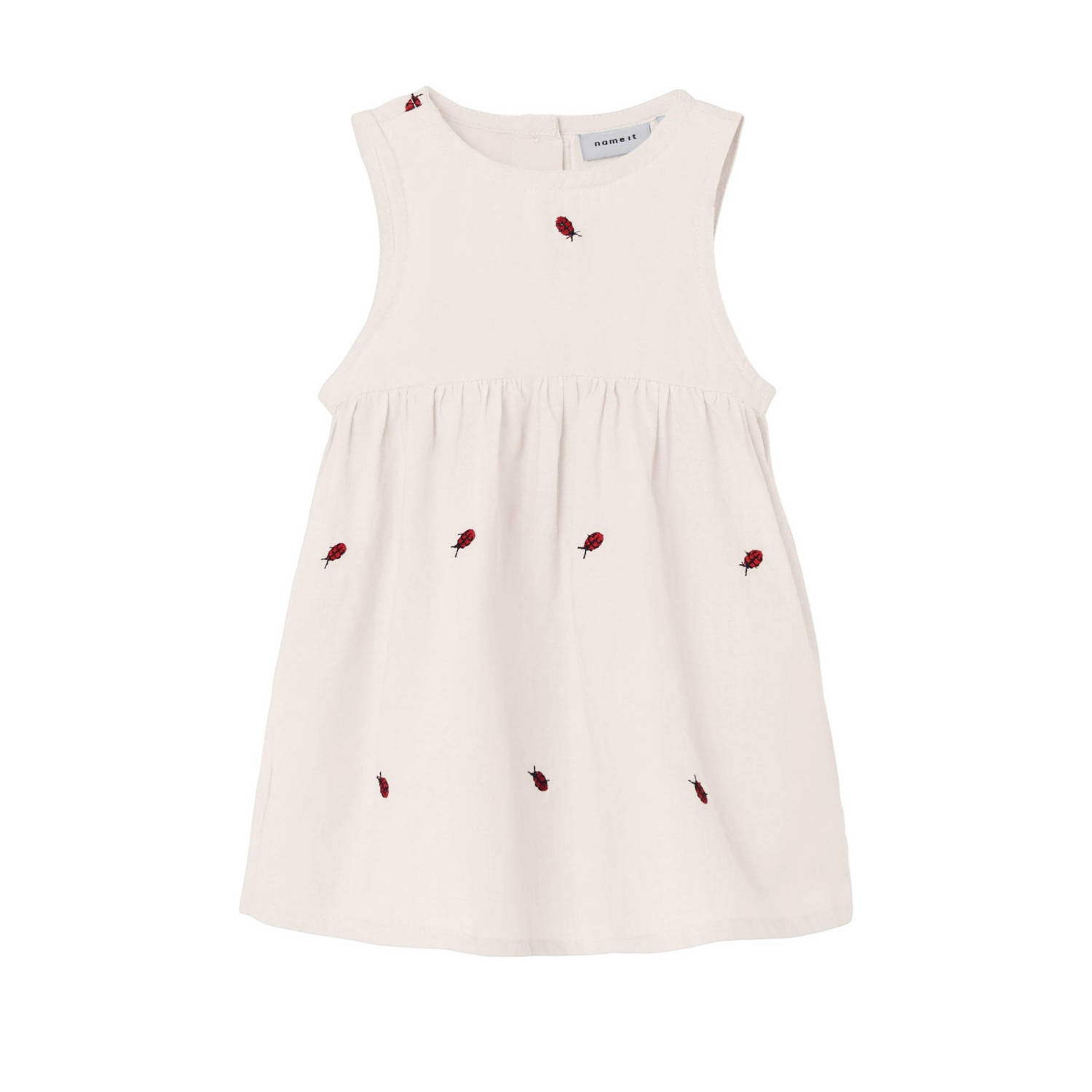 Name it BABY jurk NBFFERILLA met all over print ecru rood Meisjes Biologisch katoen Ronde hals 56
