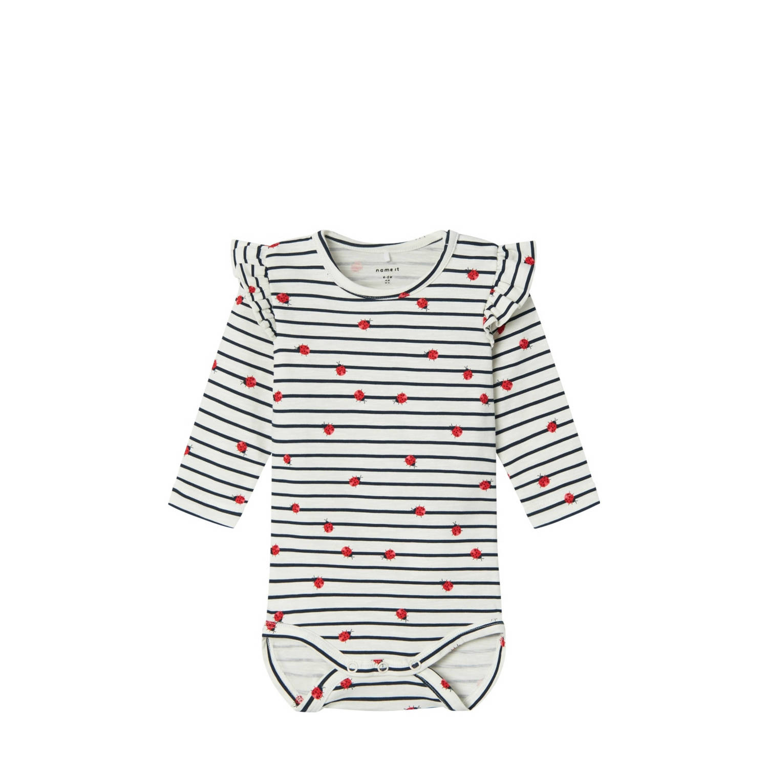 Name it BABY romper NBFFELIAS wit blauw rood Meisjes Katoen Ronde hals 56