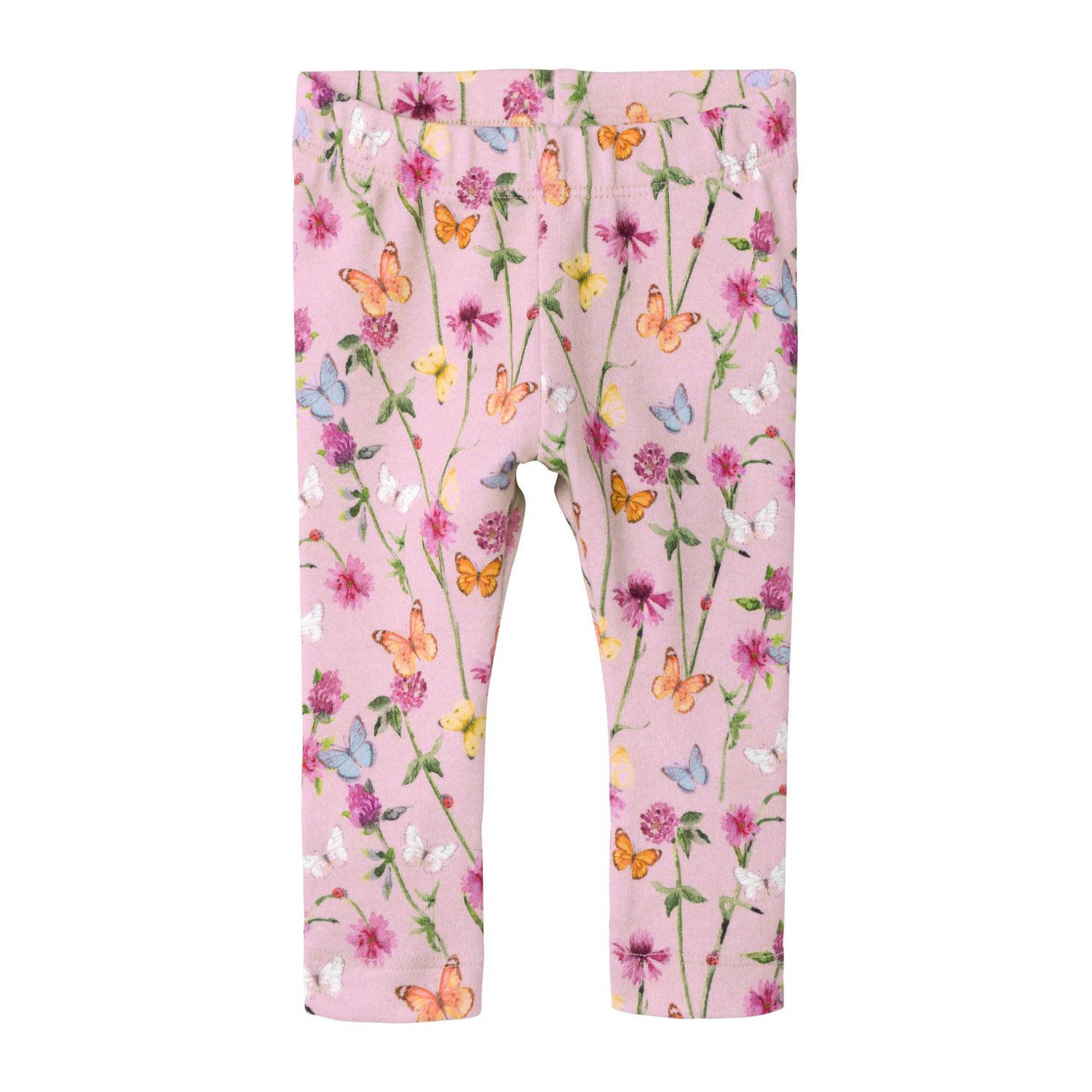 Name it BABY gebloemde regular fit legging NBFFOLIA roze groen Meisjes Biologisch katoen 62