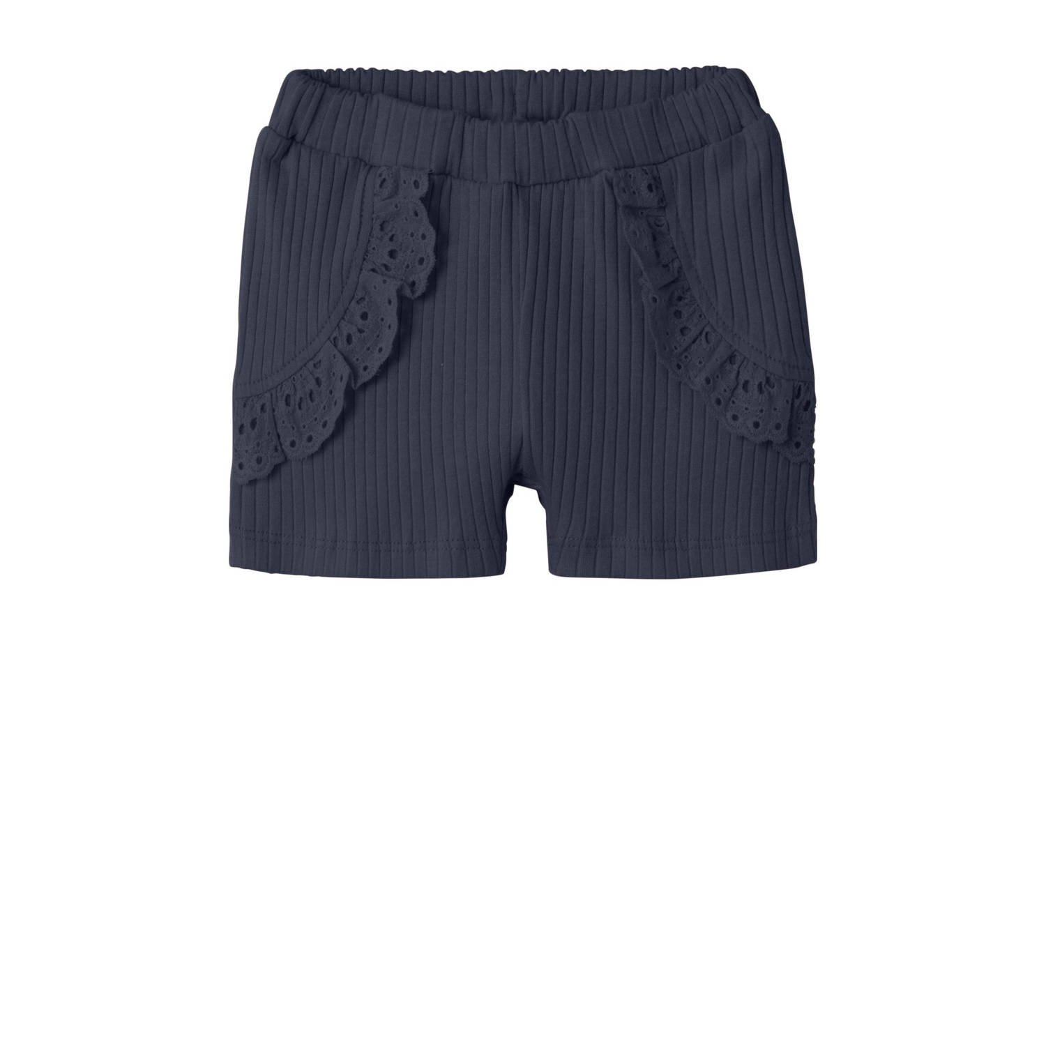 Name it BABY regular fit casual short NBFFENNAS donkerblauw Korte broek Meisjes Biologisch katoen 62