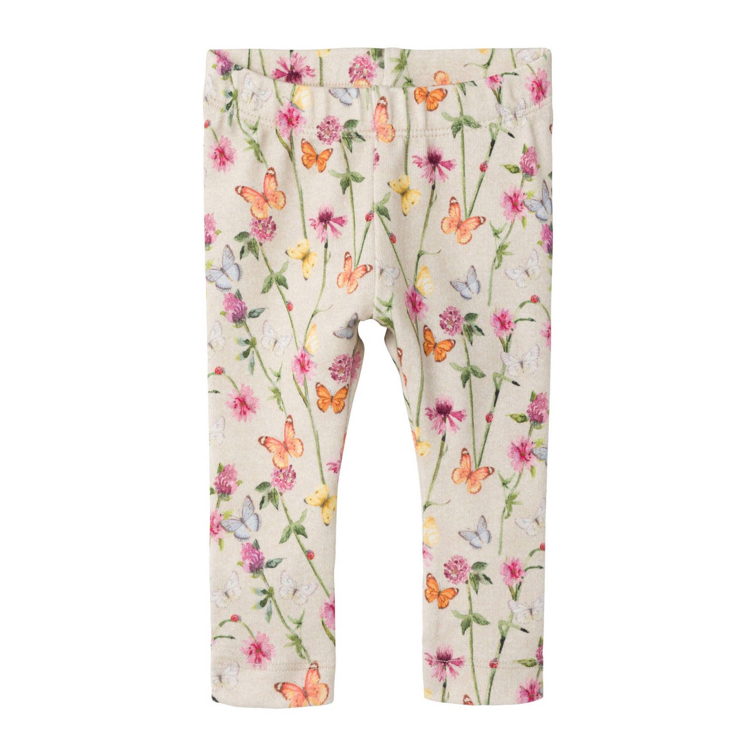 Name it BABY gebloemde regular fit legging NBFFOLIA ecru roze groen Meisjes Biologisch katoen 74