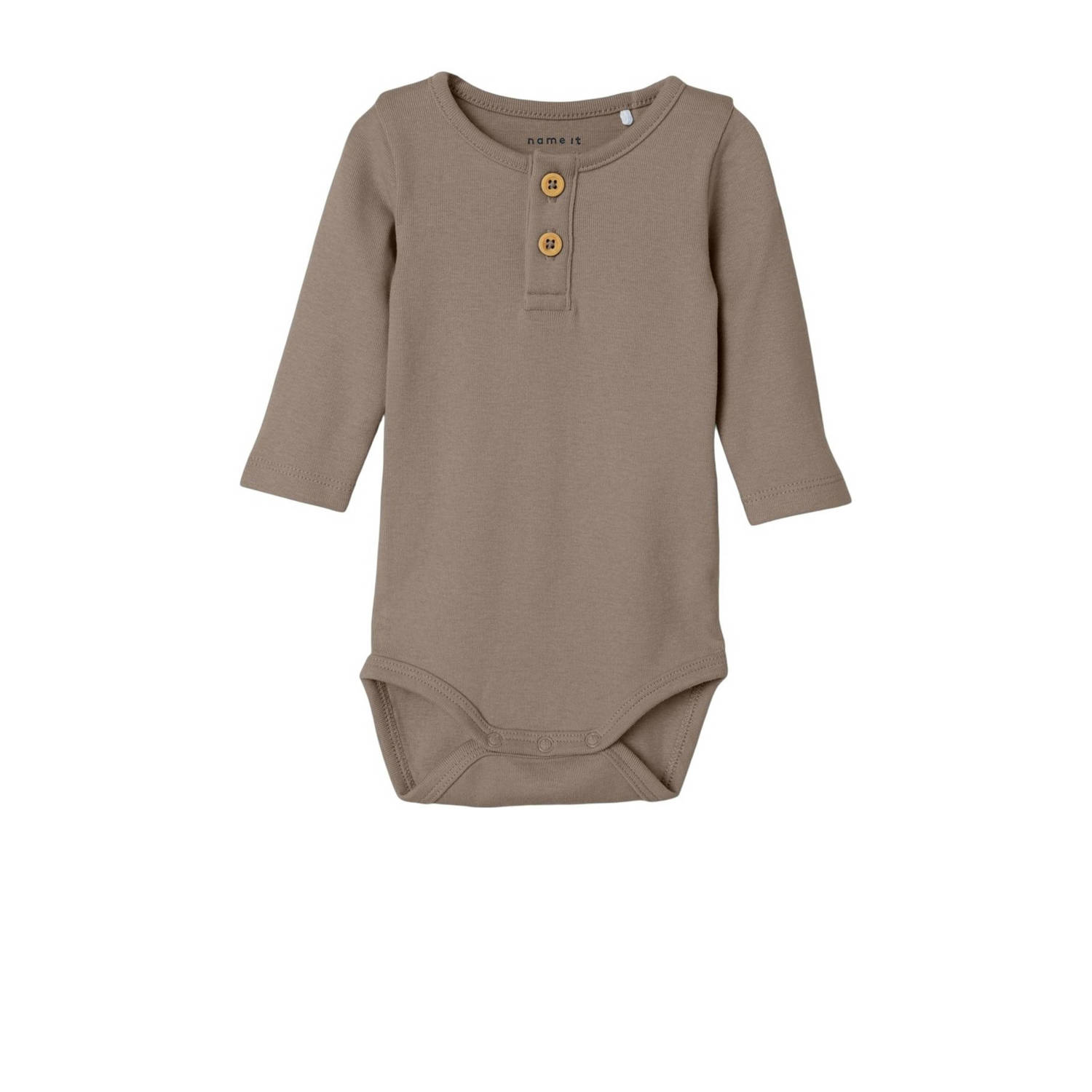 Name it BABY romper NBMFANNO bruin Beige Jongens Biologisch katoen Ronde hals 62