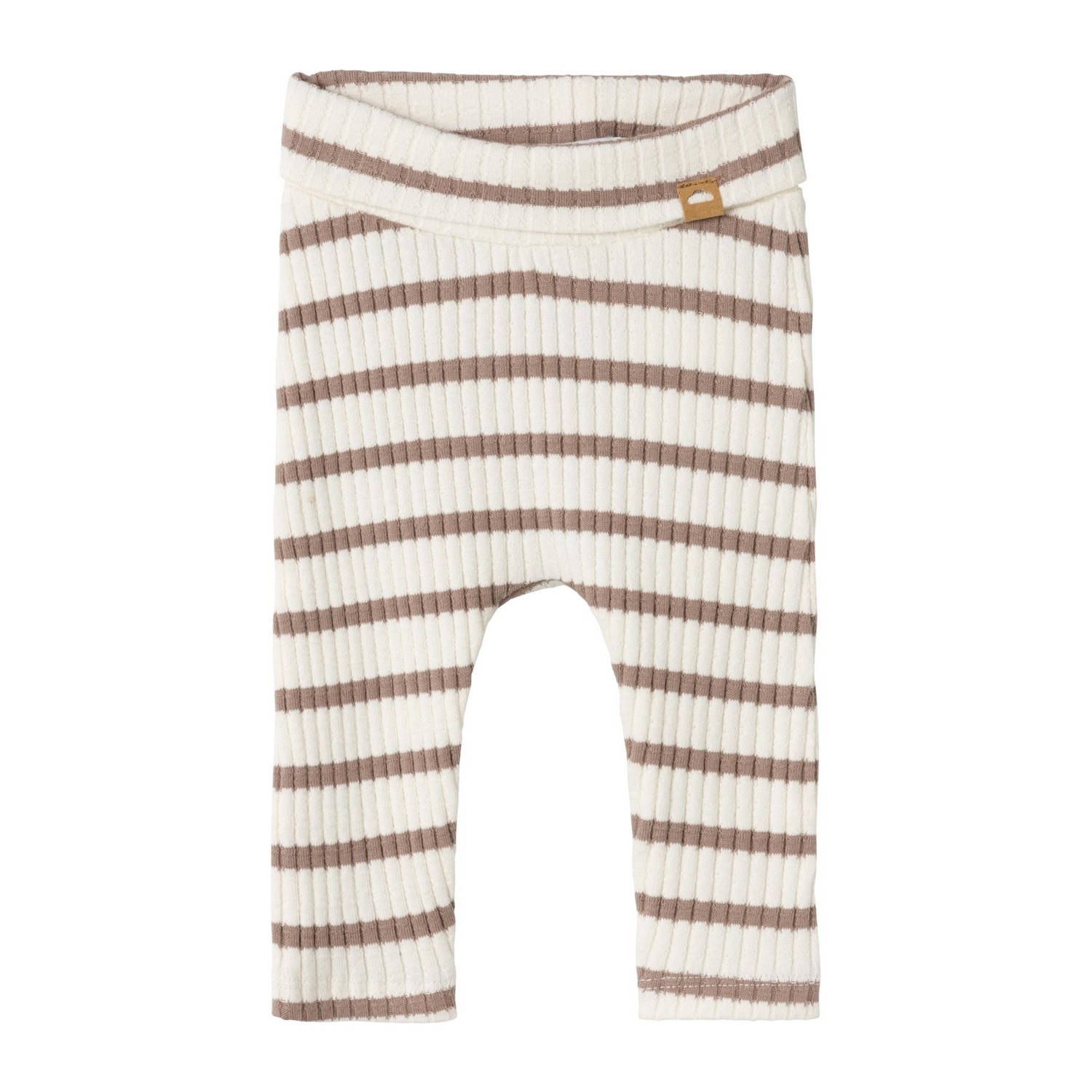 Name it BABY gestreepte broek NBNOHOORAY offwhite bruin Beige Jongens Biologisch katoen 62