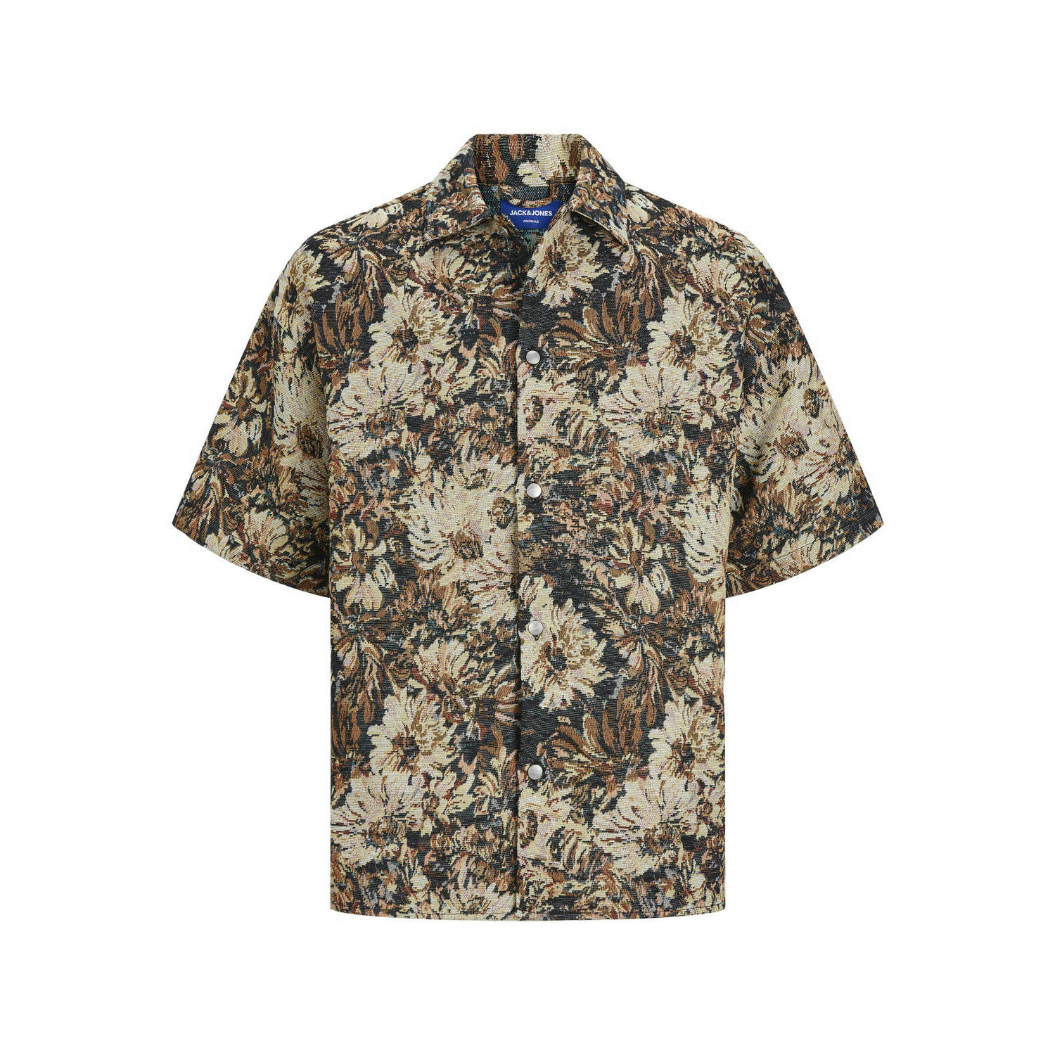 JACK & JONES ORIGINALS loose fit overhemd JORBARI met all over print bruin