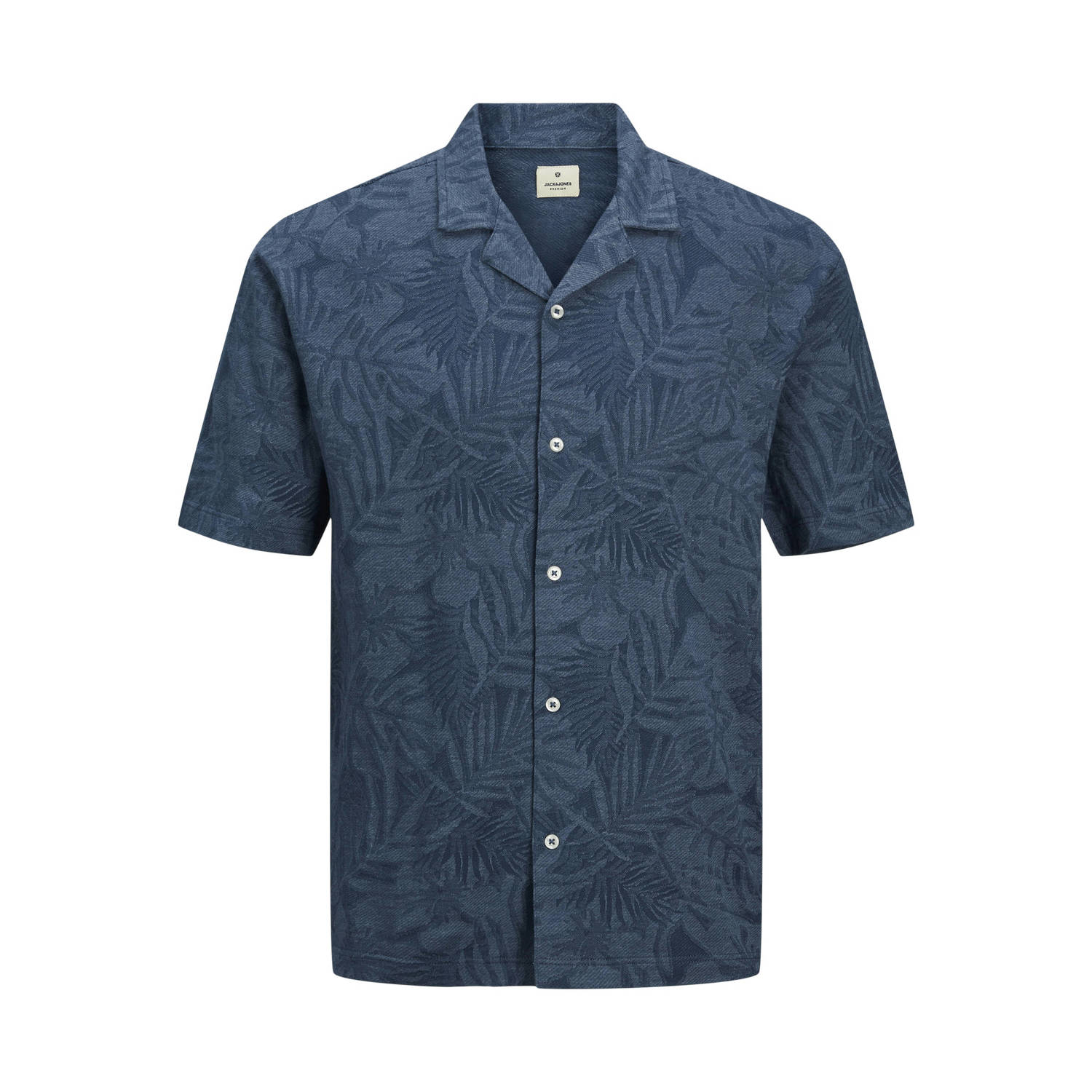 JACK & JONES PREMIUM regular fit overhemd JPRBLUNAEL met all over print donkerblauw
