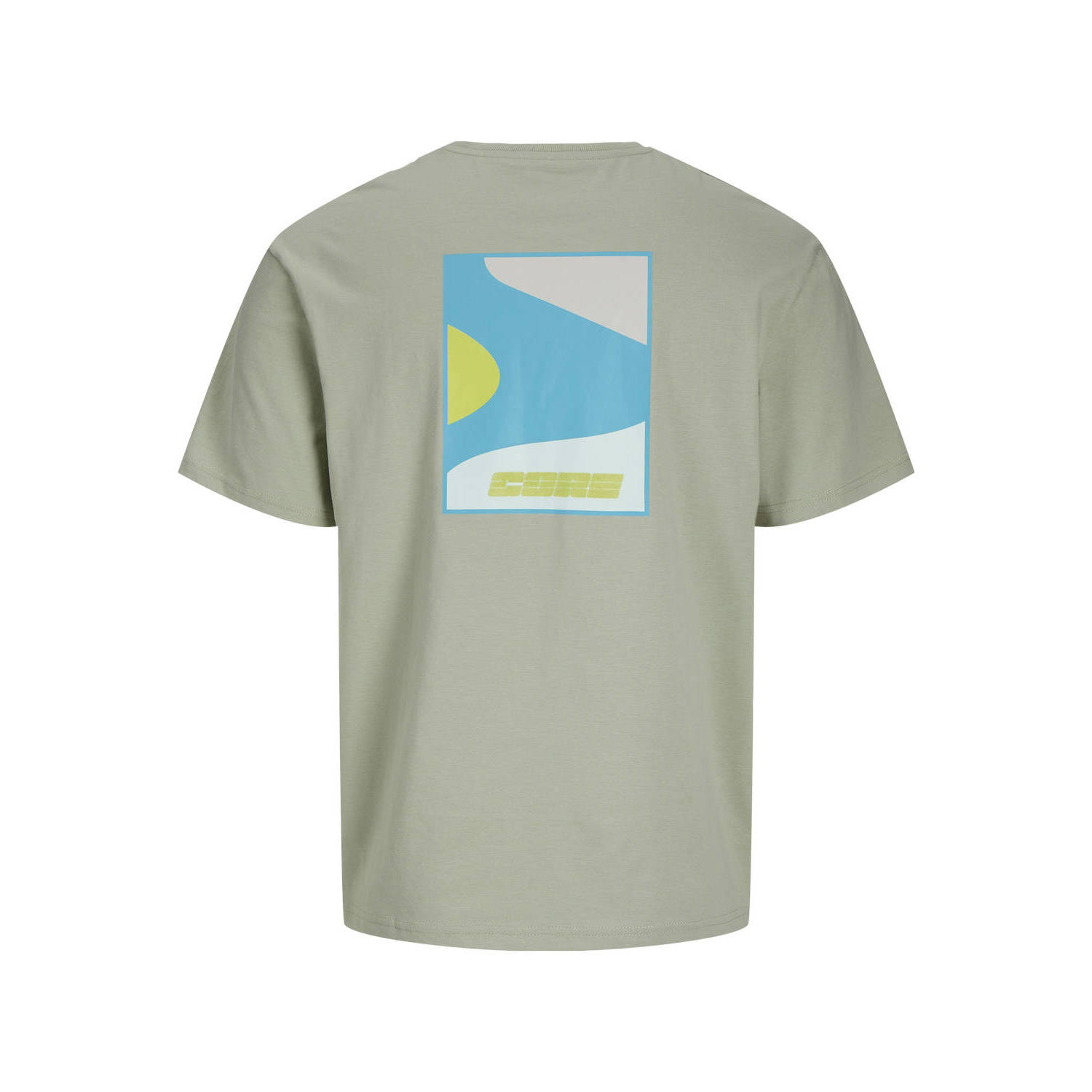 JACK & JONES CORE regular T-shirt JCOFAST met backprint lichtgroen