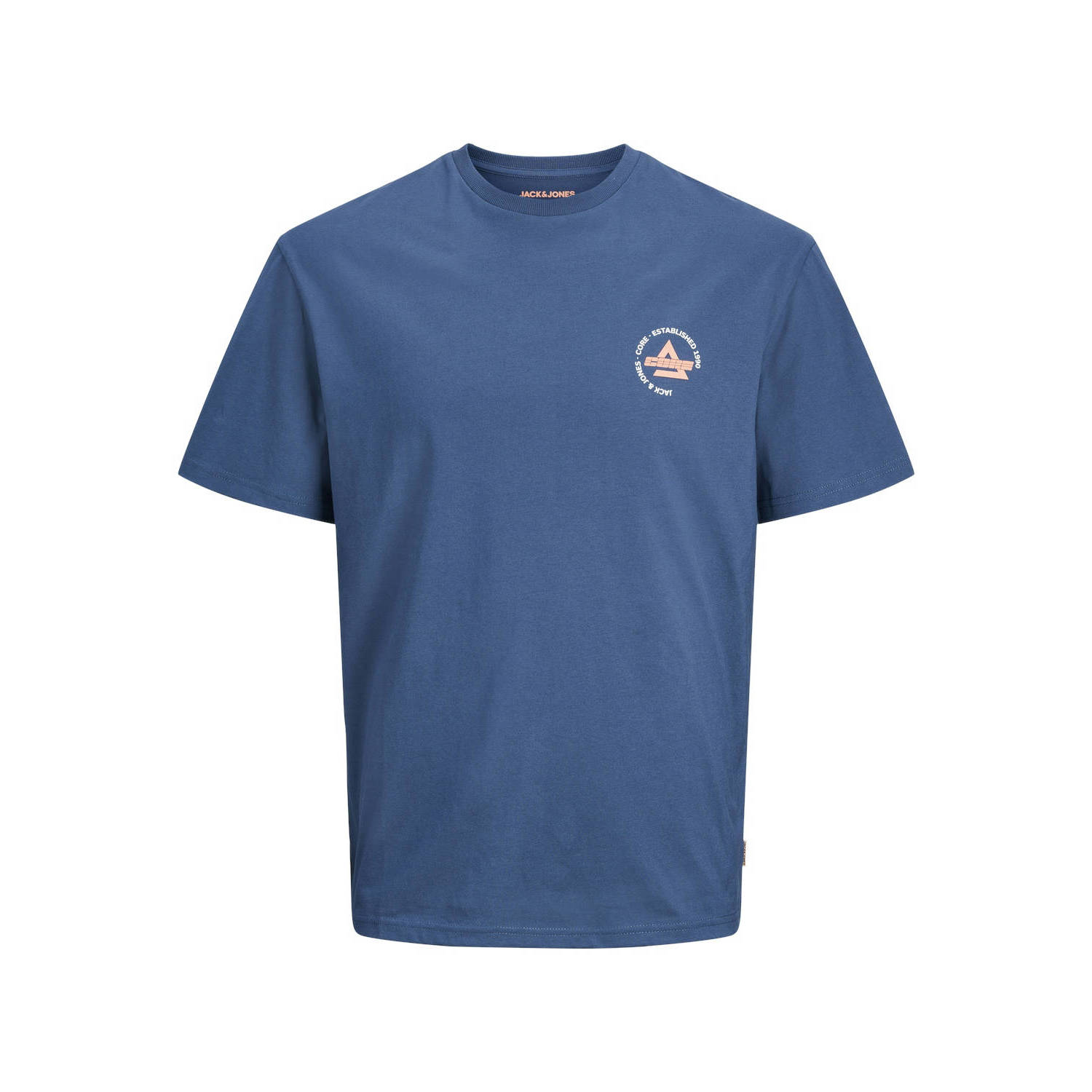 JACK & JONES CORE regular T-shirt JCOFAST met backprint blauw