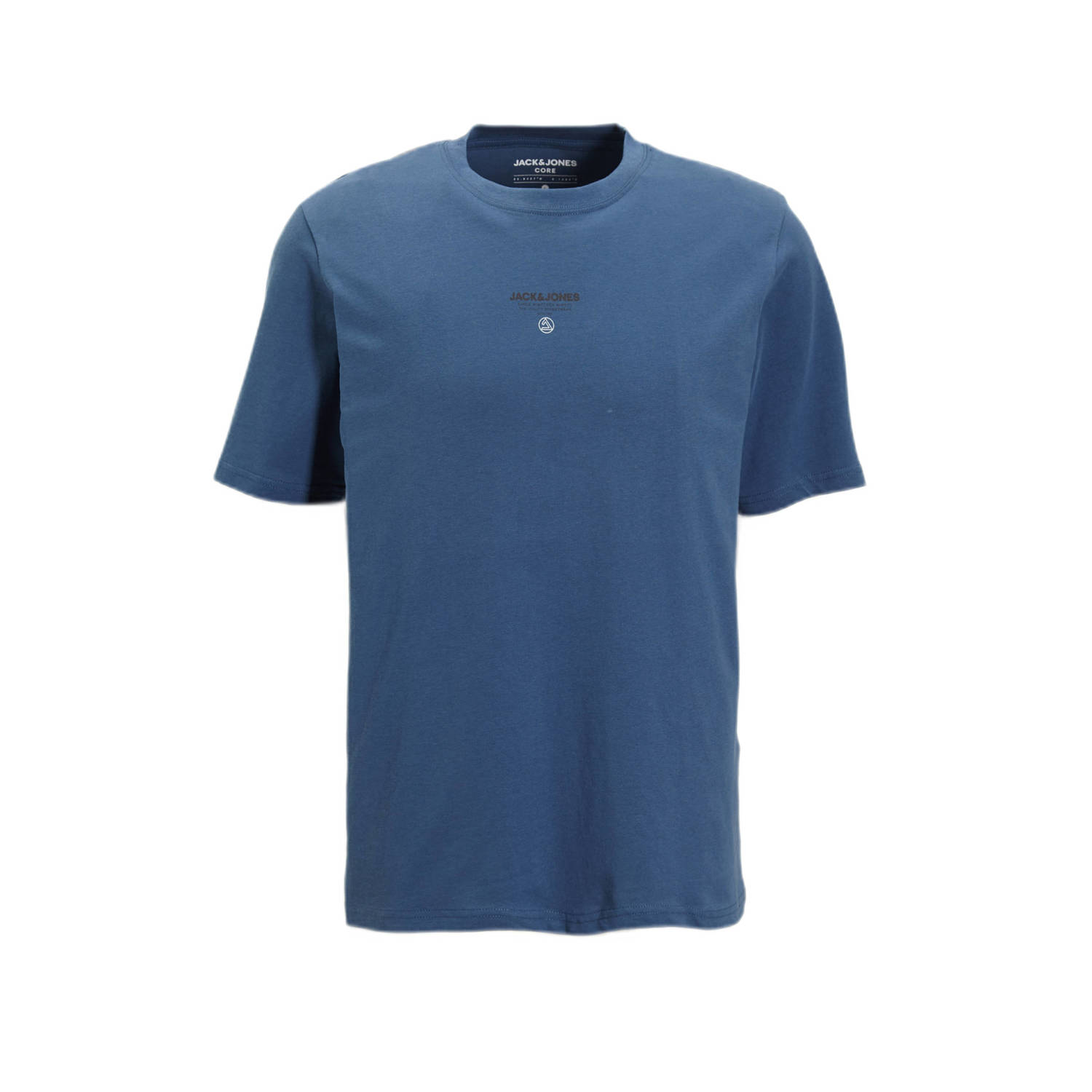 JACK & JONES CORE T-shirt JCOTYPO met printopdruk donkerblauw