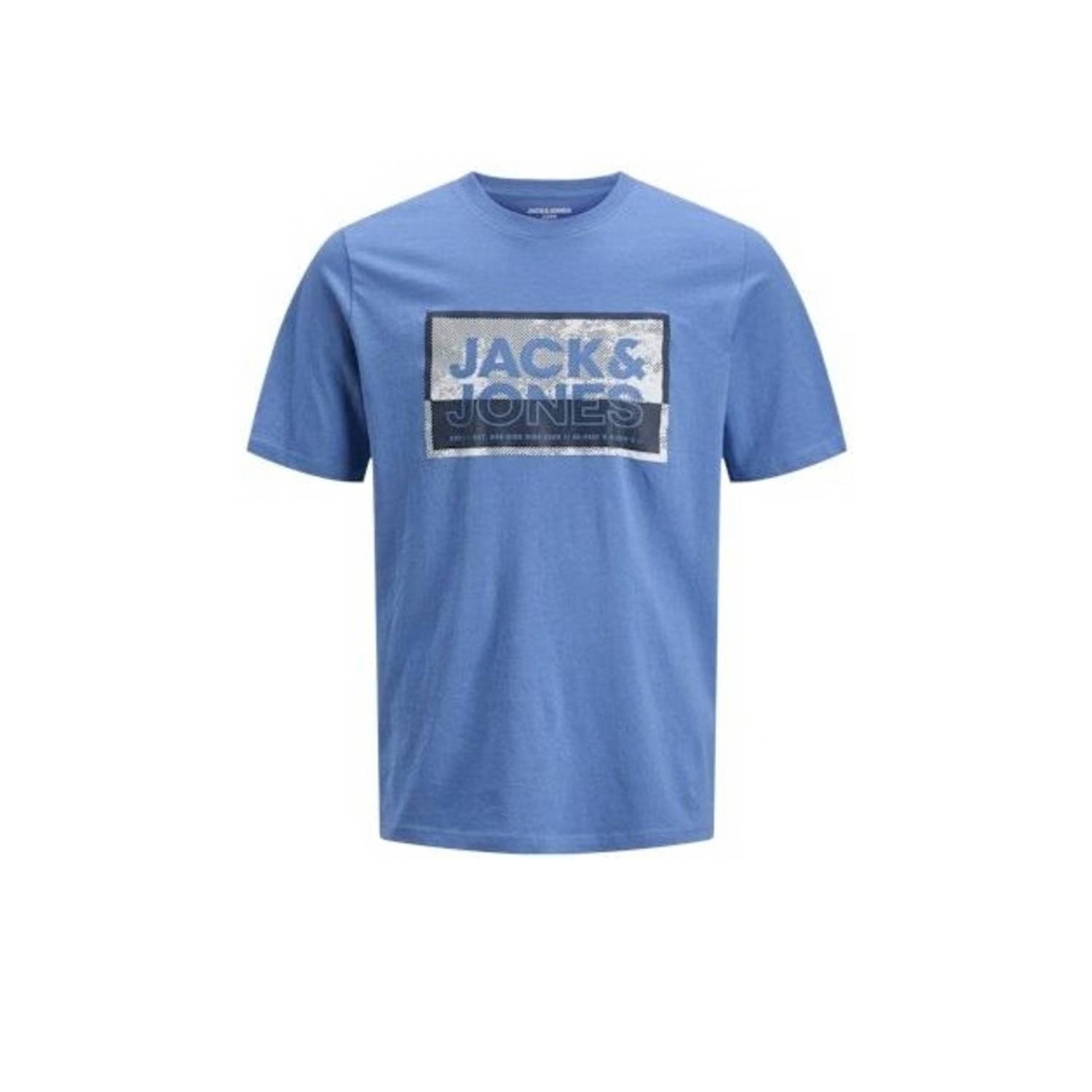 JACK & JONES CORE T-shirt JCOLOGAN met printopdruk blauw