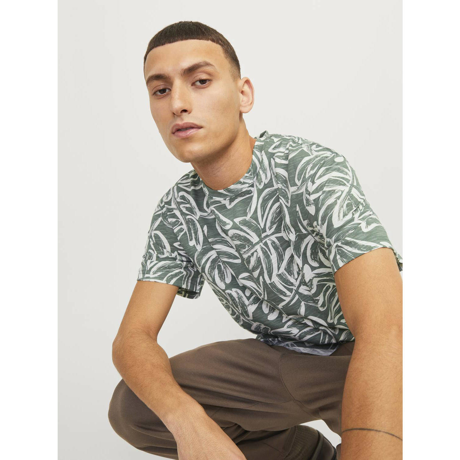 JACK & JONES ORIGINALS T-shirt met all over print lichtgroen