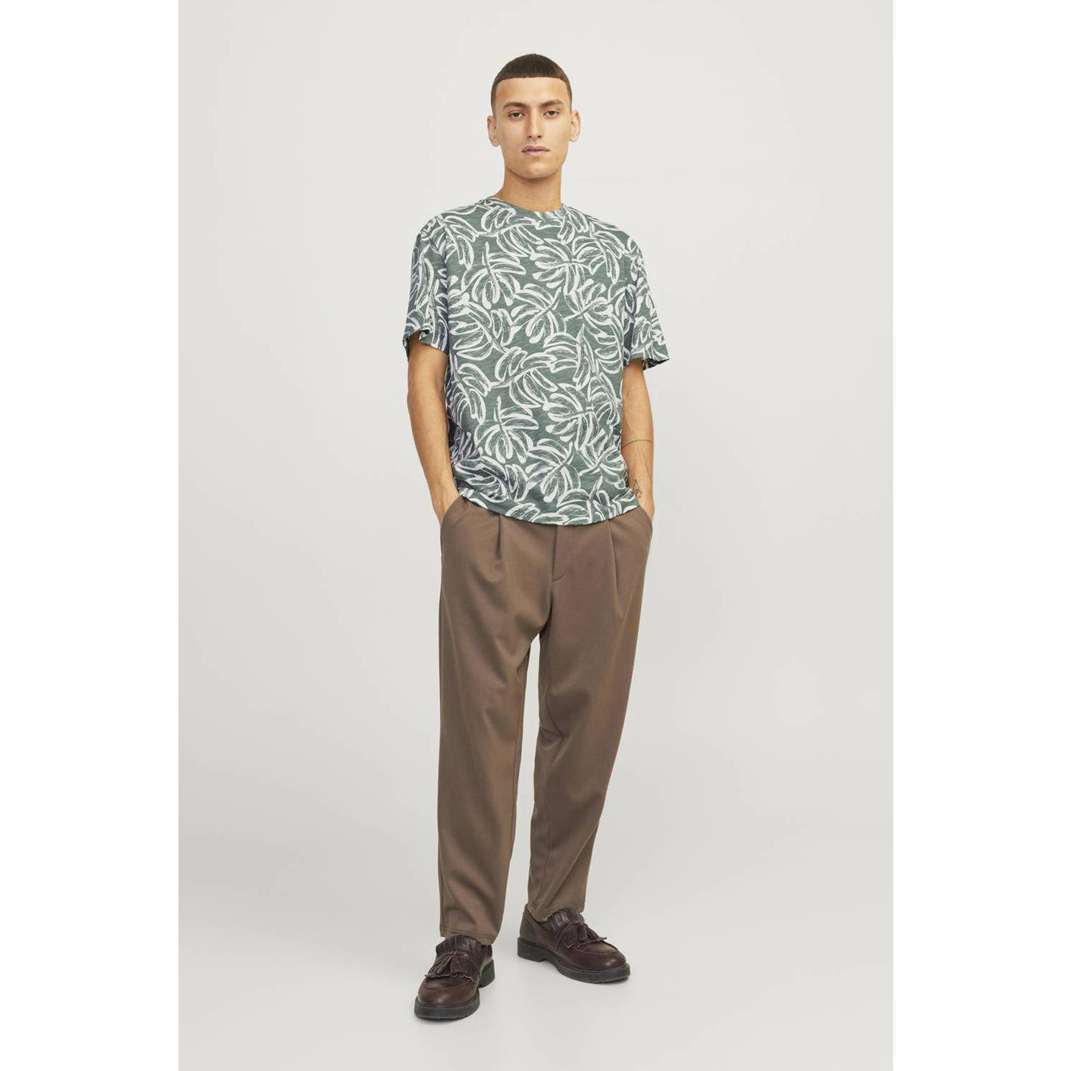 JACK & JONES ORIGINALS T-shirt met all over print lichtgroen