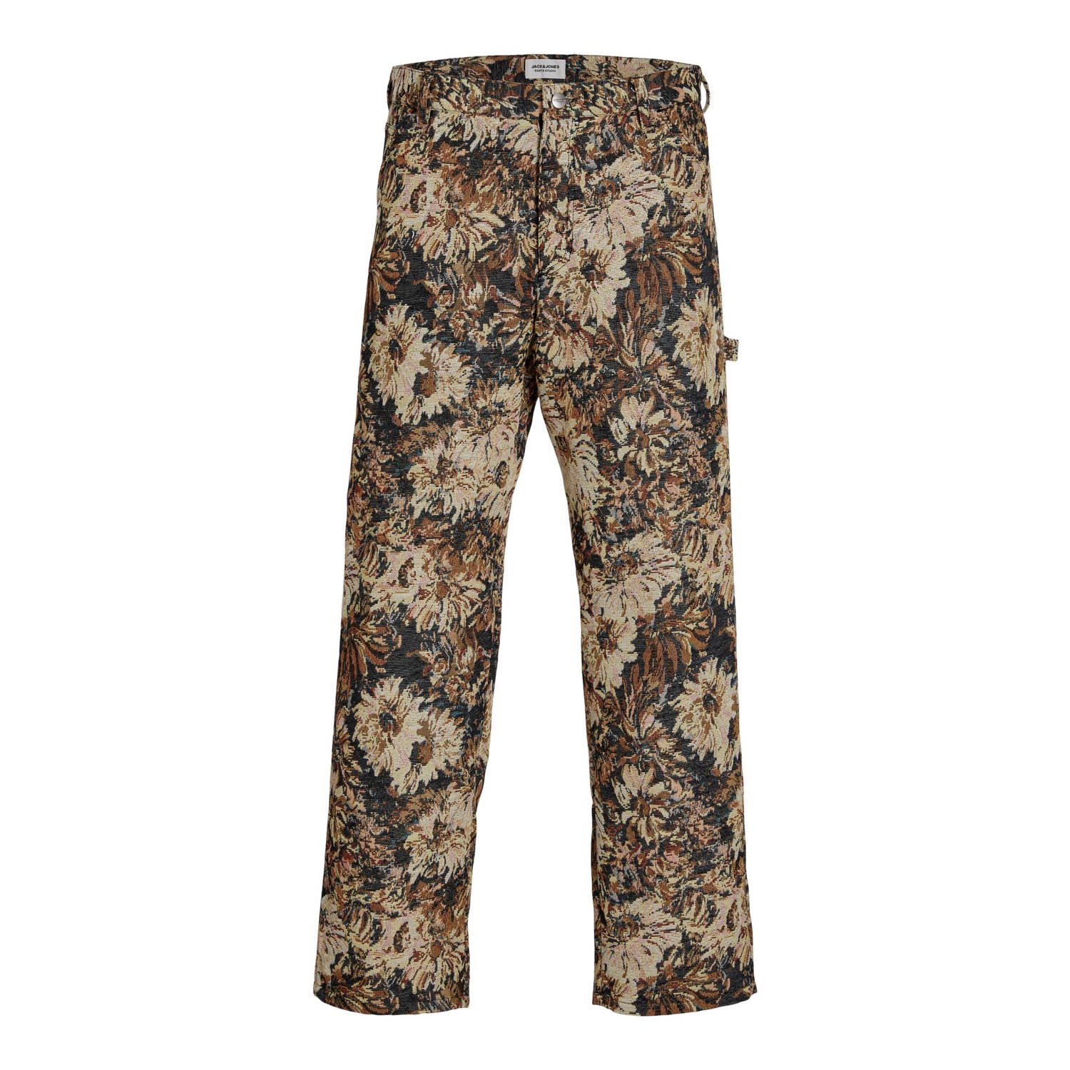 JACK & JONES PANTS STUDIO loose fit broek JPSTEDDIE met all over print donkerblauw