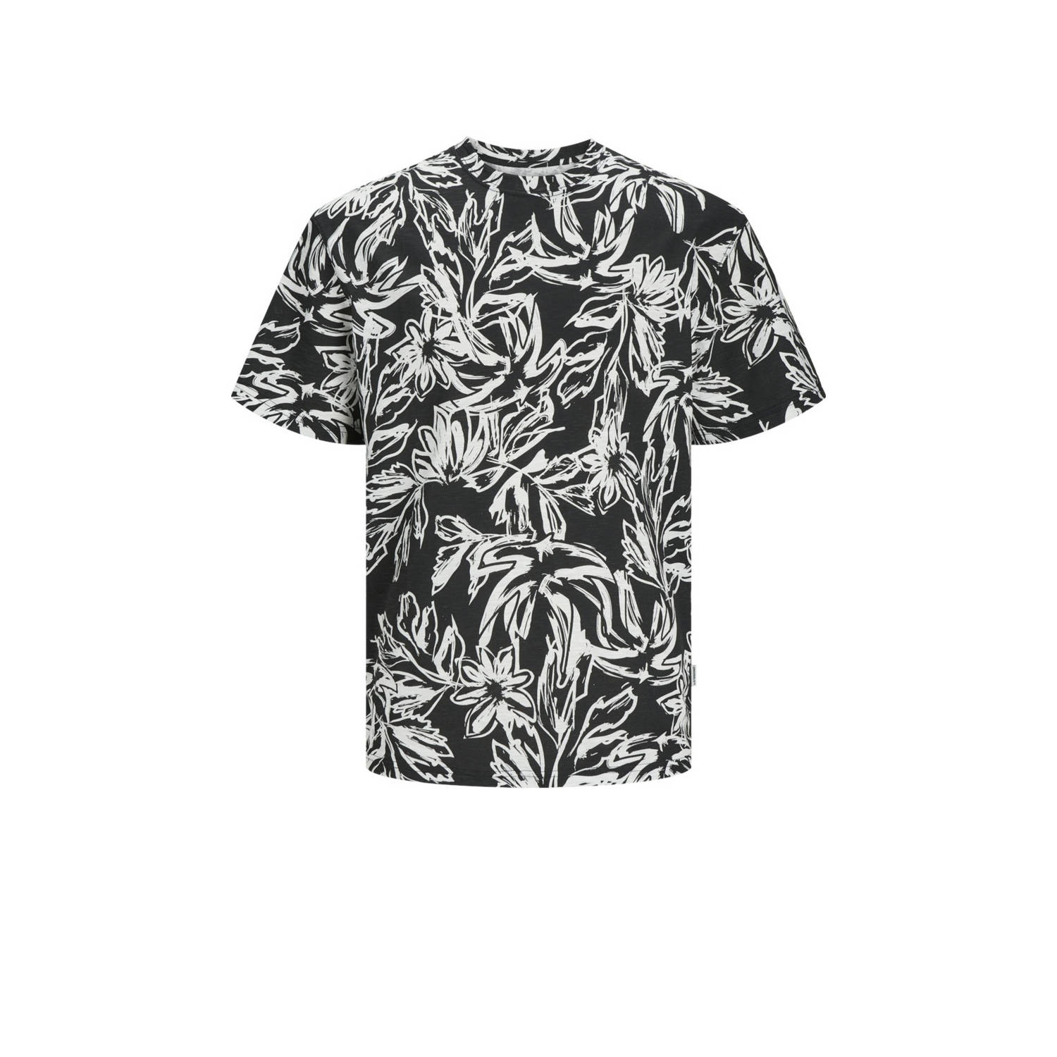 JACK & JONES ORIGINALS regular fit T-shirt JORLAFAYETTE met all over print zwart wit