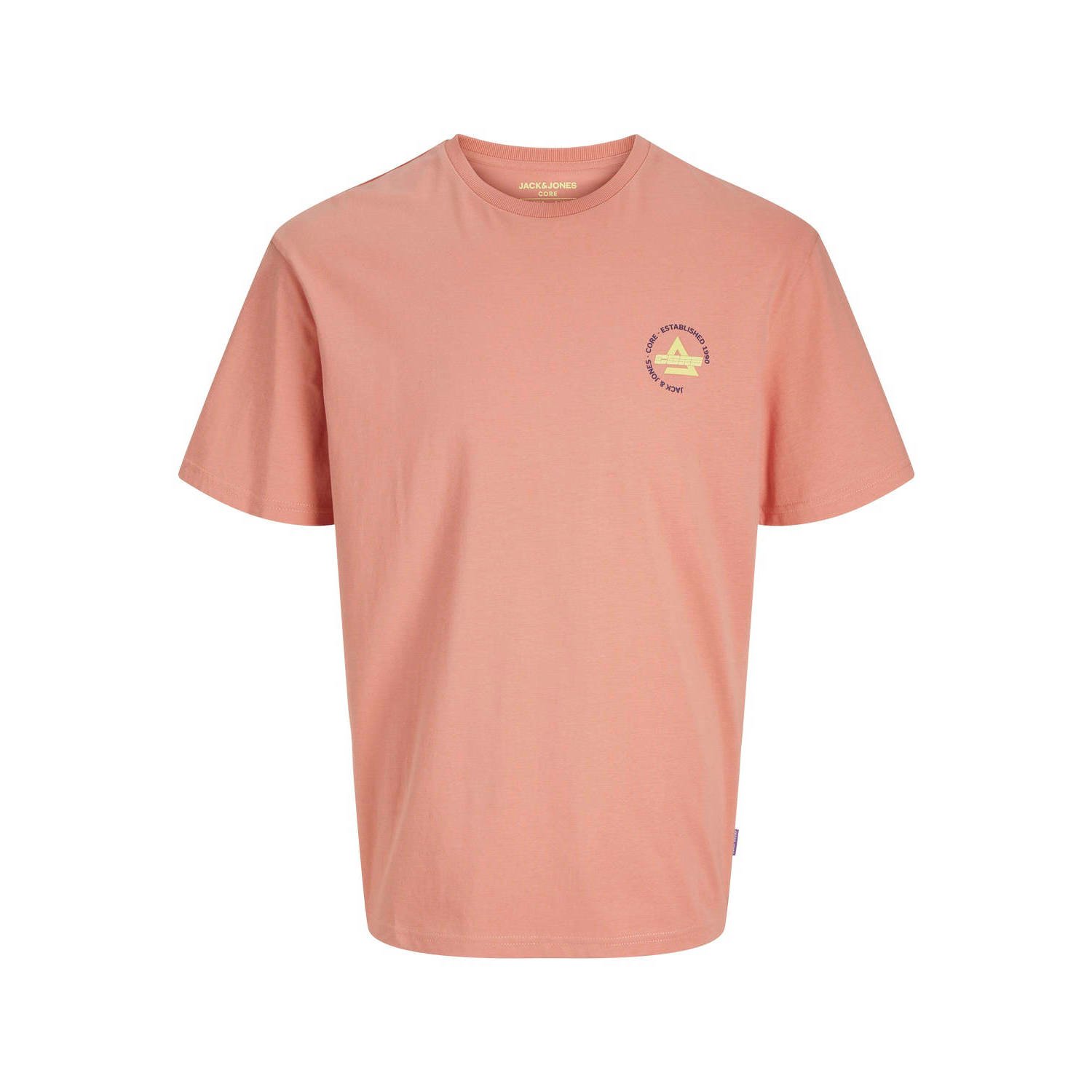 JACK & JONES CORE regular T-shirt JCOFAST met backprint roze