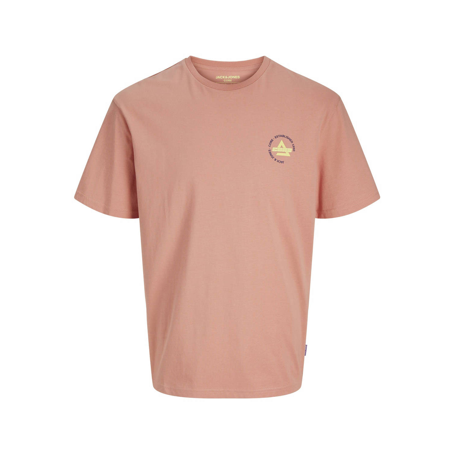 JACK & JONES CORE regular T-shirt JCOFAST met backprint roze