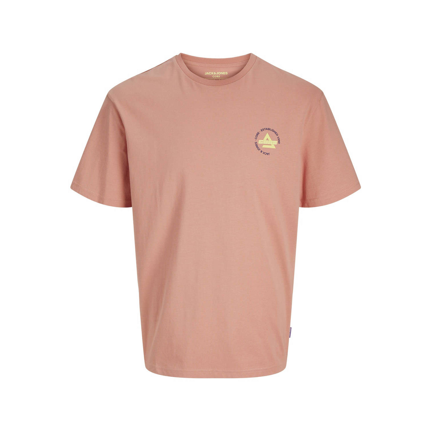 JACK & JONES CORE regular T-shirt JCOFAST met backprint roze