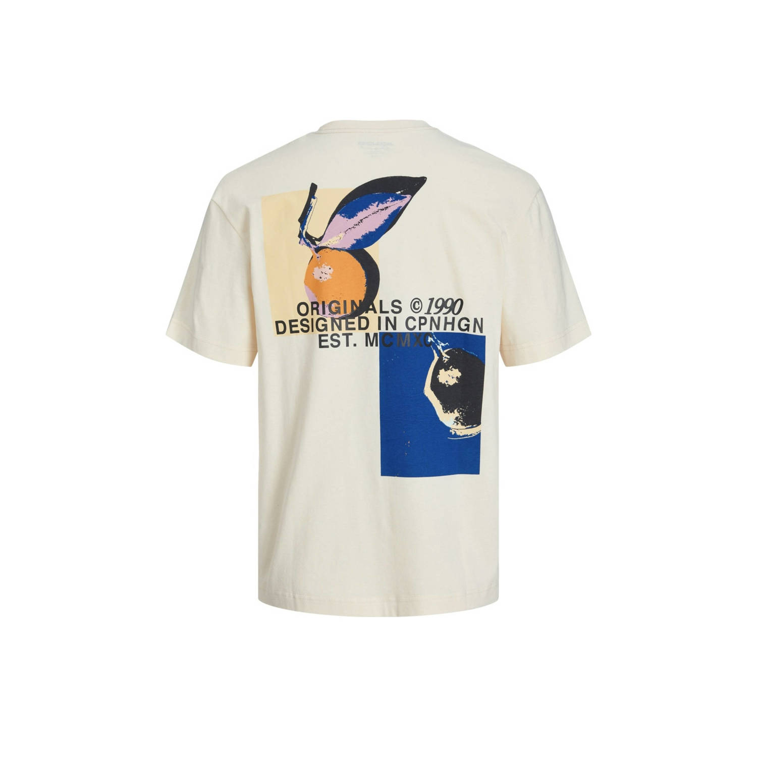 JACK & JONES ORIGINALS T-shirt JORTAMPA met backprint ecru