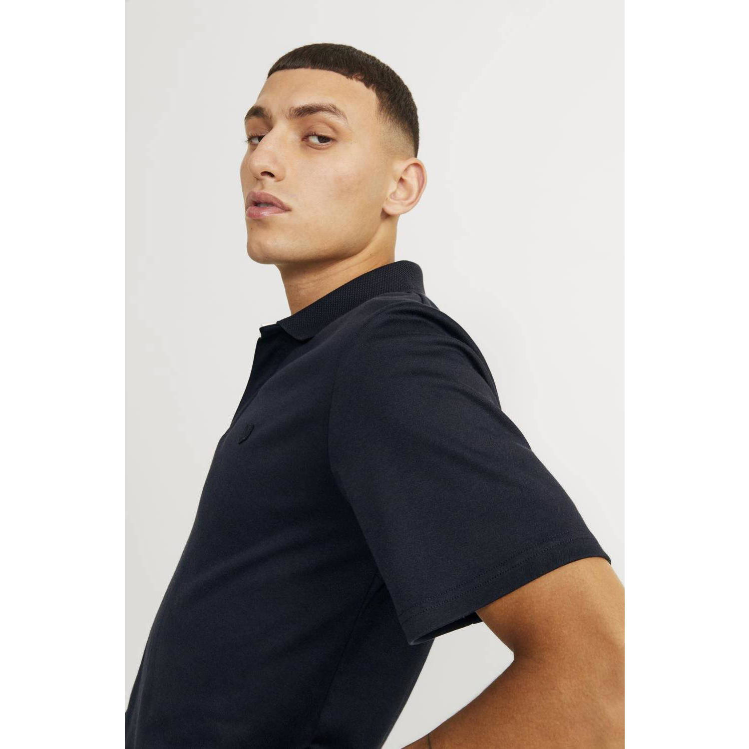 JACK & JONES PREMIUM regular fit polo JPRCCRODNEY met logo donkerblauw