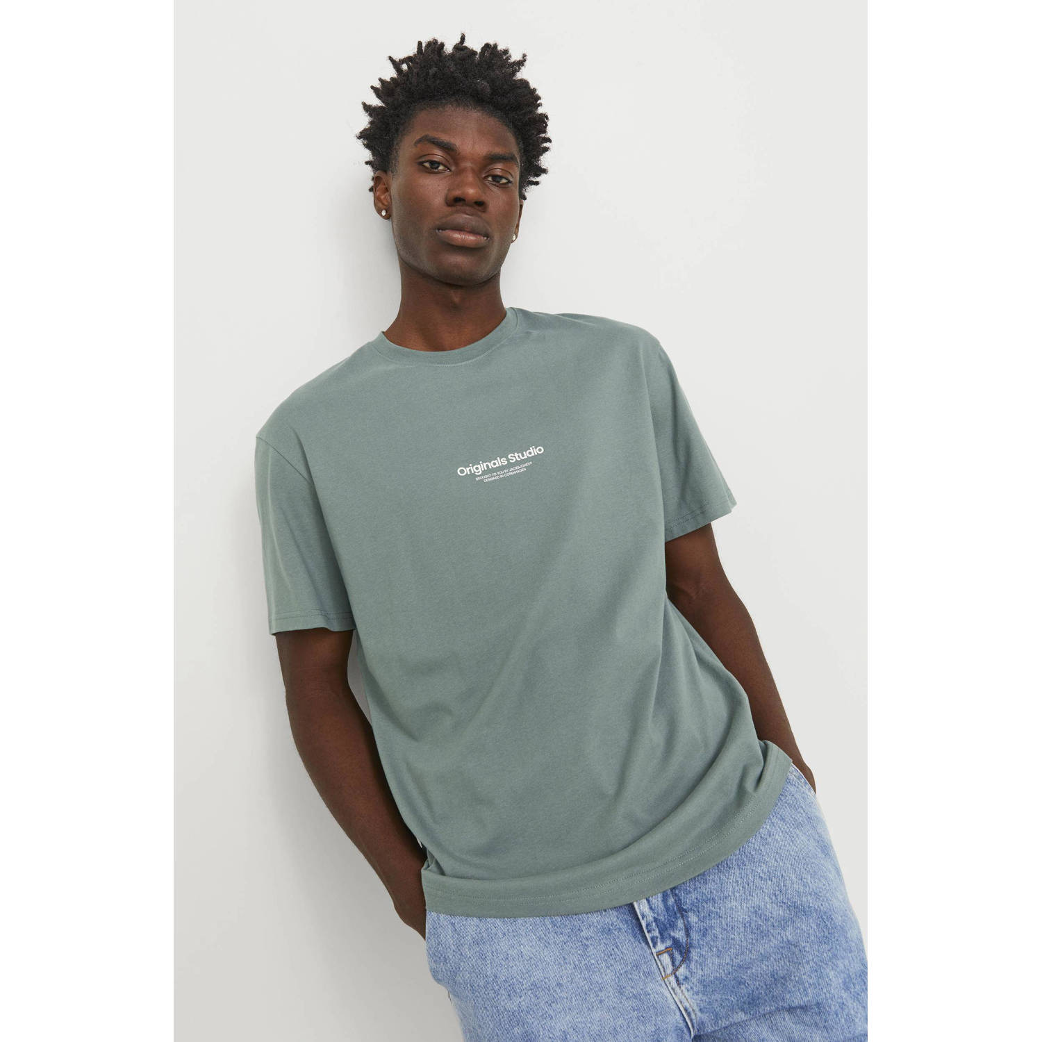 JACK & JONES ORIGINALS T-shirt JORVESTERBRO met printopdruk groen