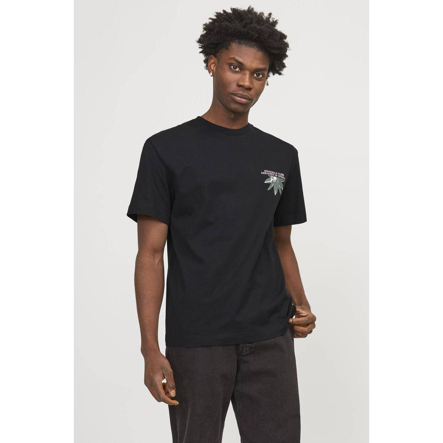 JACK & JONES ORIGINALS T-shirt JORTAMPA met backprint zwart
