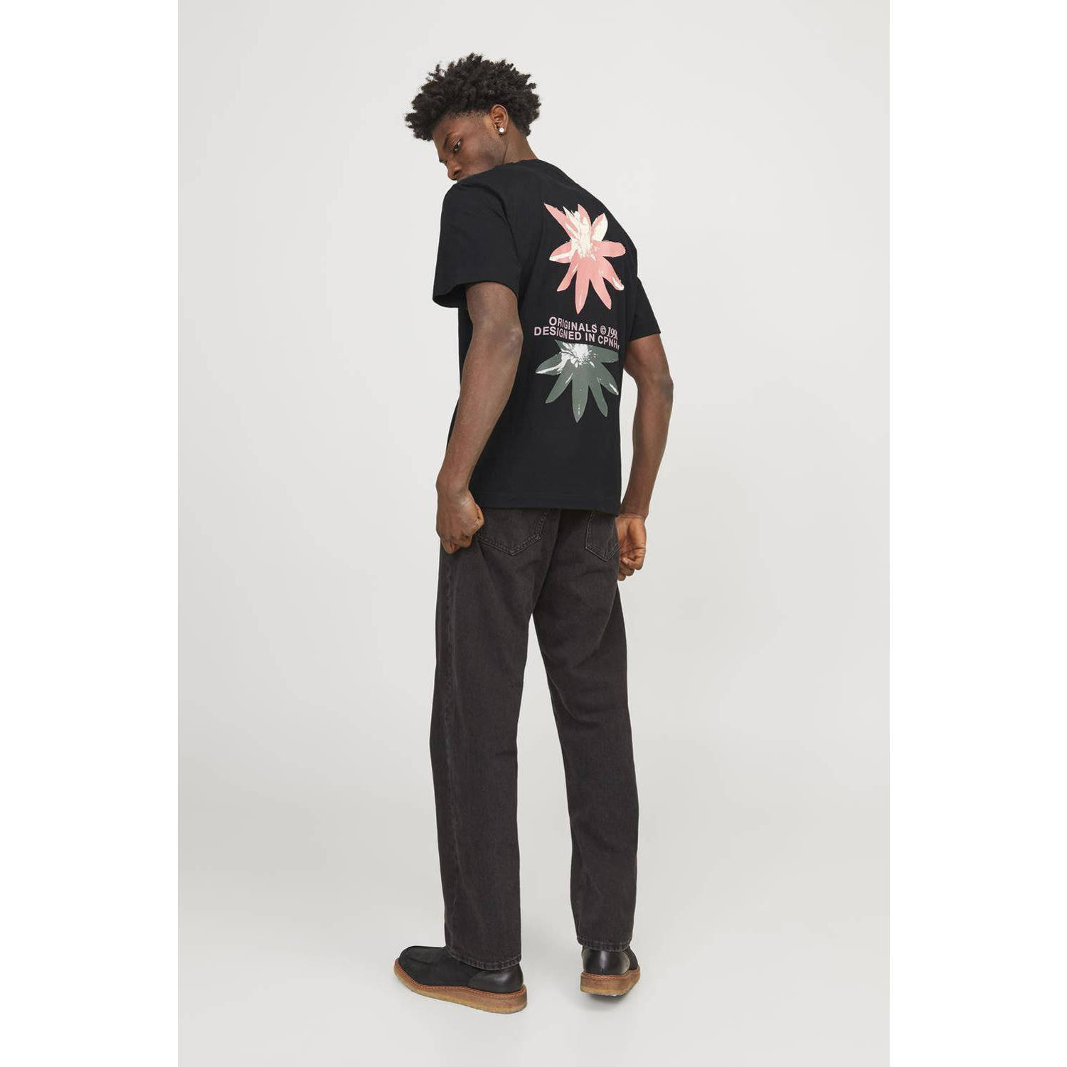JACK & JONES ORIGINALS T-shirt JORTAMPA met backprint zwart