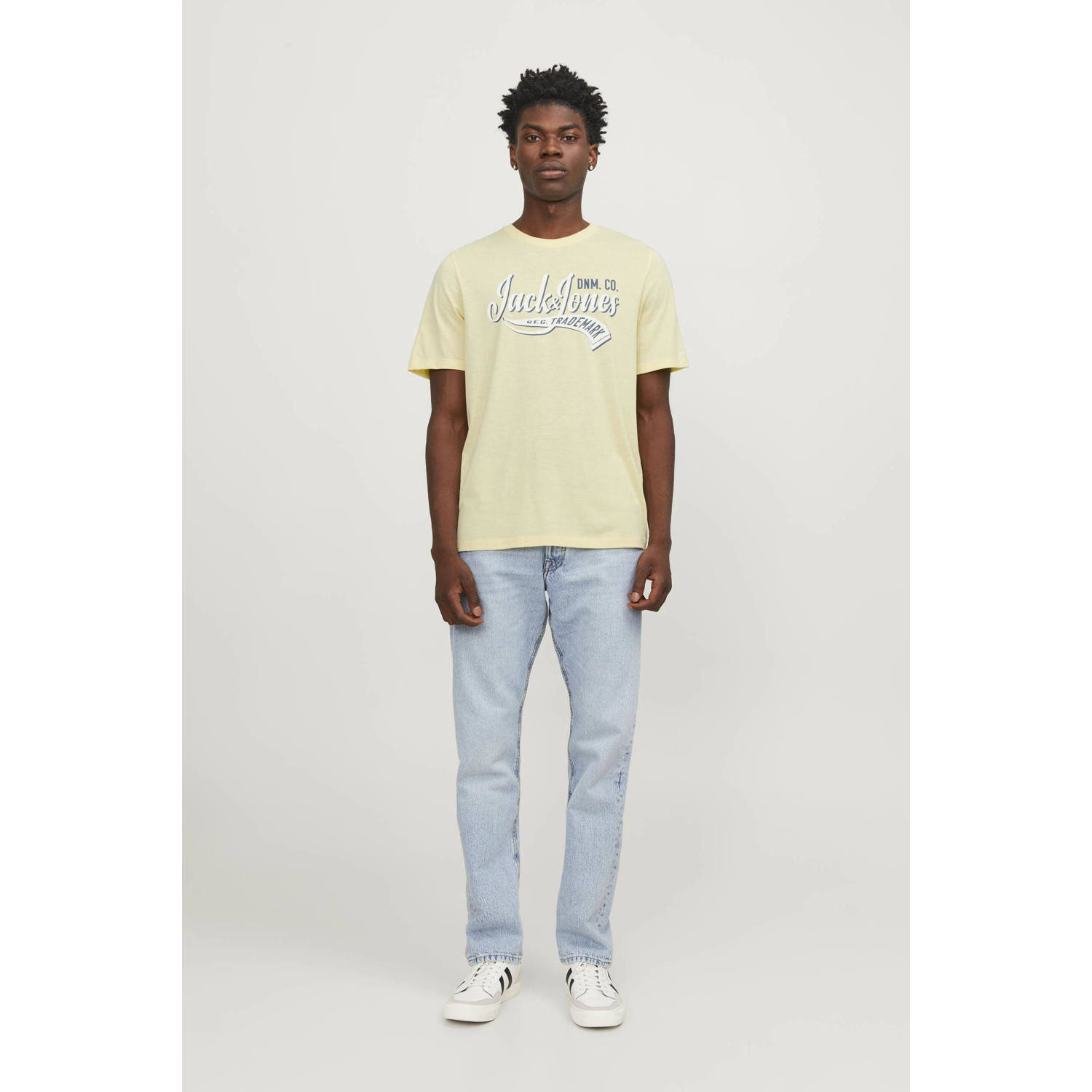 JACK & JONES ESSENTIALS T-shirt JJELOGO met printopdruk french vanilla