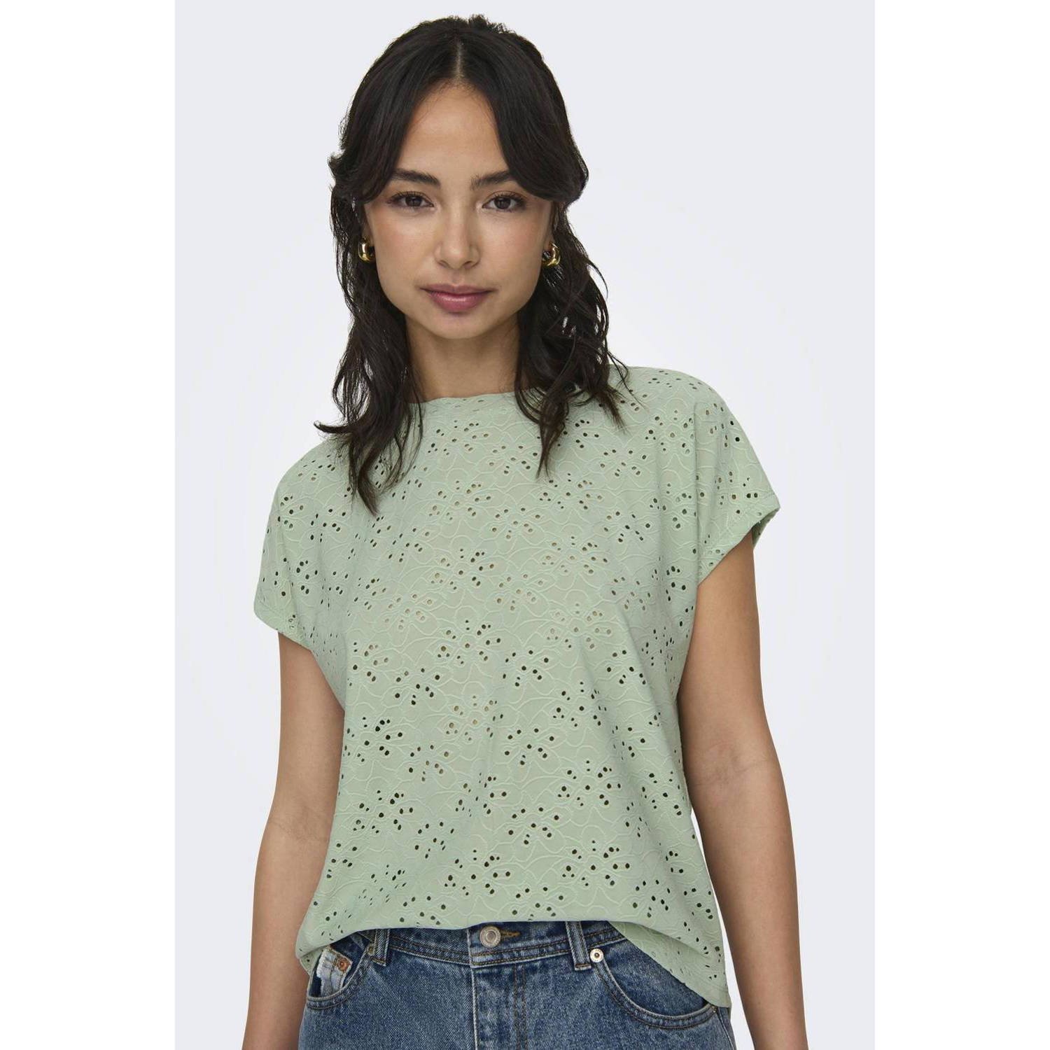 Only Regular fit T-shirt met etskanteffect model 'SMILLA'