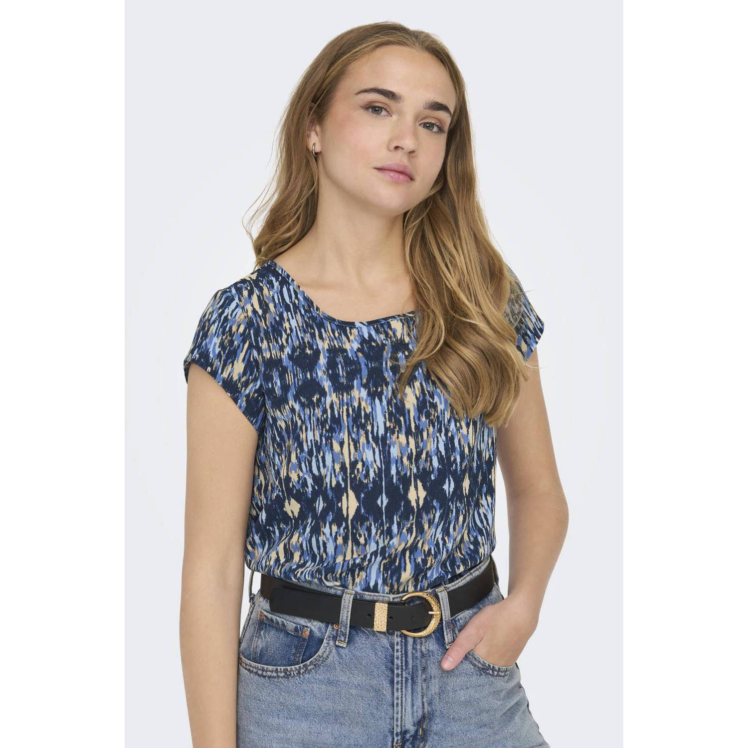 ONLY top met all over print blauw multi