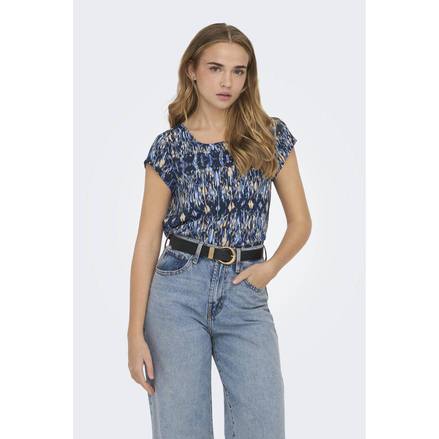 ONLY top met all over print blauw multi