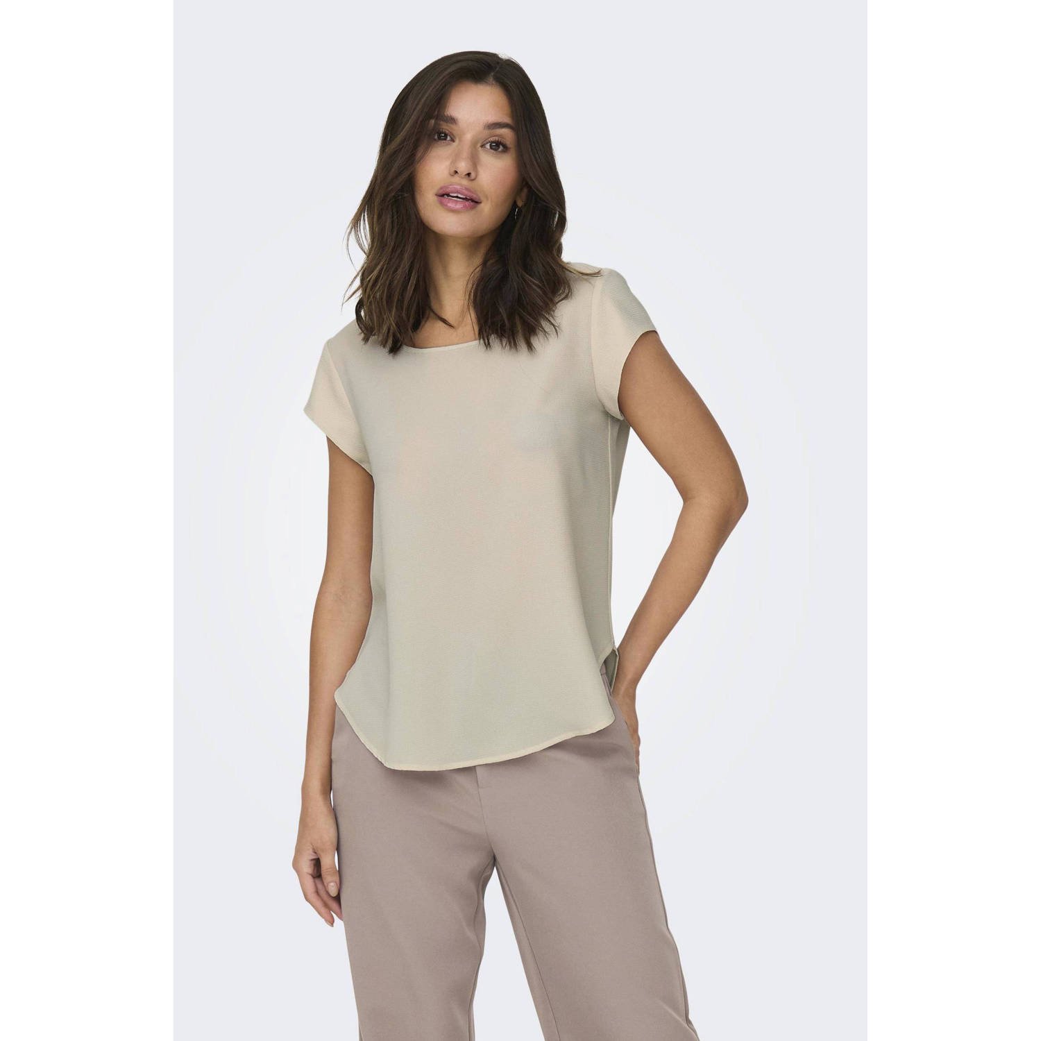 Only Loose fit blouse met korte mouwen in crêpelook model 'VIC'