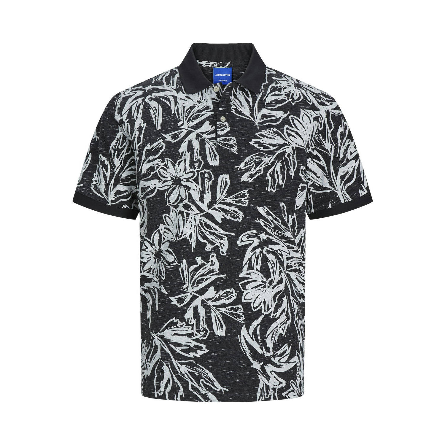 JACK & JONES PLUS SIZE polo JORLAFAYETTE Plus Size met all over print black