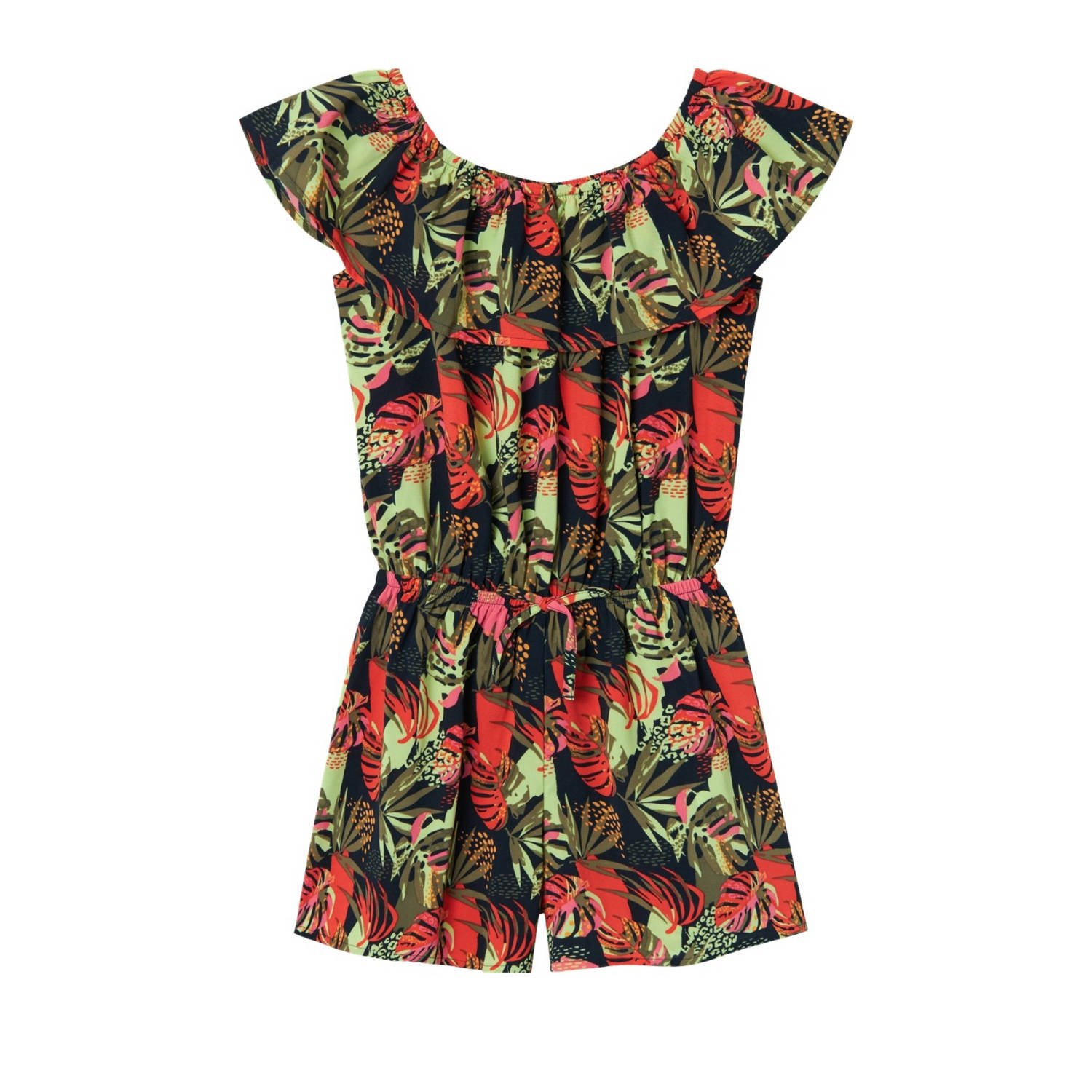 Name it KIDS jumpsuit NKFVINAYA met all over print donkerblauw groen rood Meisjes Gerecycled polyester Boothals 140