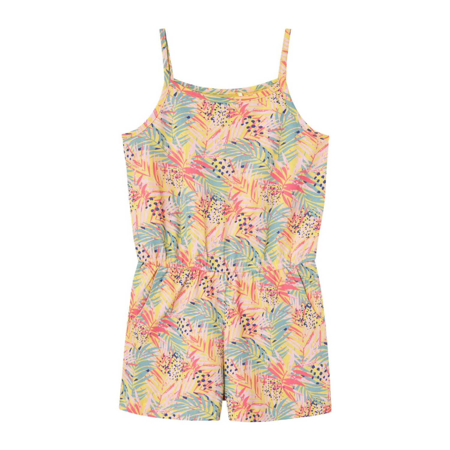 Name it KIDS jumpsuit NKFVIGGA met all over print lichtroze multicolor Meisjes Katoen Ronde hals 104