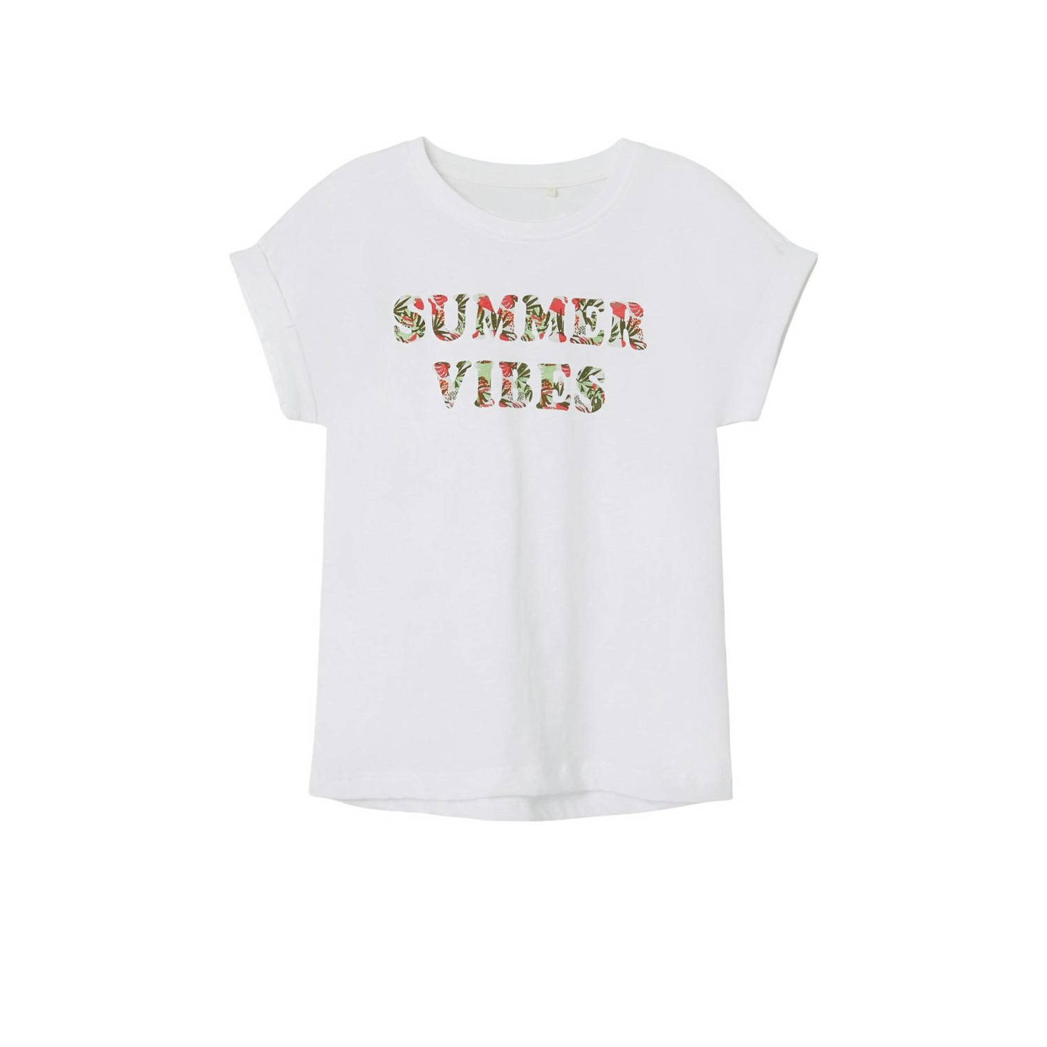 NAME IT KIDS T-shirt NKFFAMMA met tekst wit jungle