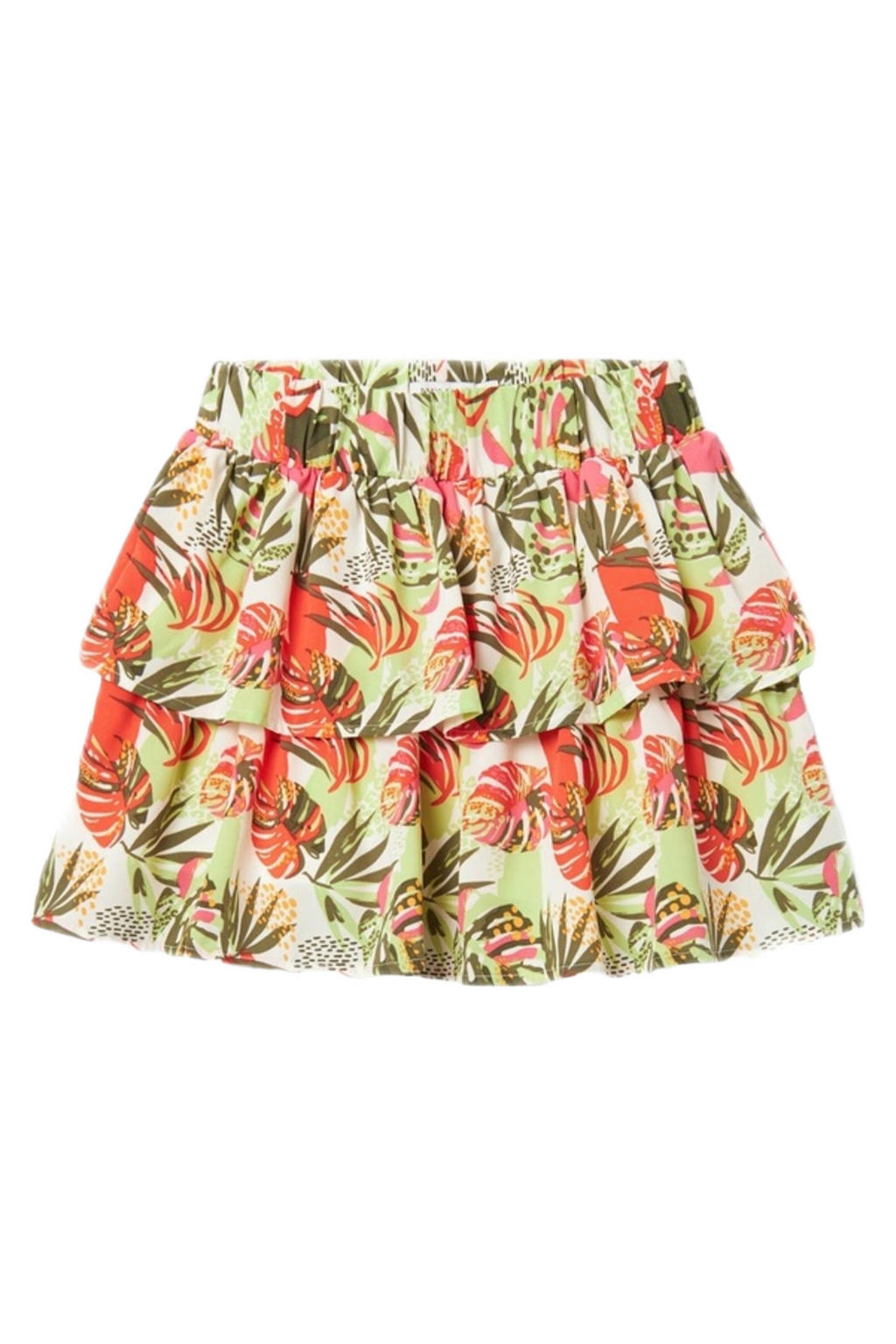 Groen, rood en witte meisjes NAME IT KIDS gebloemde rok gemaakt van polyester en met elastische tailleband