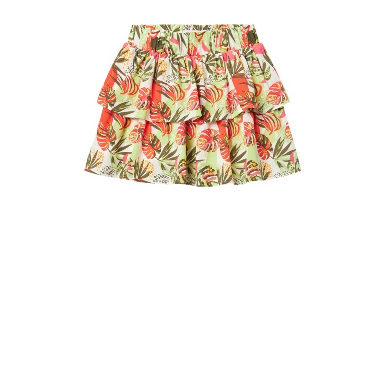 Name it KIDS gebloemde rok NKFVINAYA groen rood wit Meisjes Polyester Bloemen 116