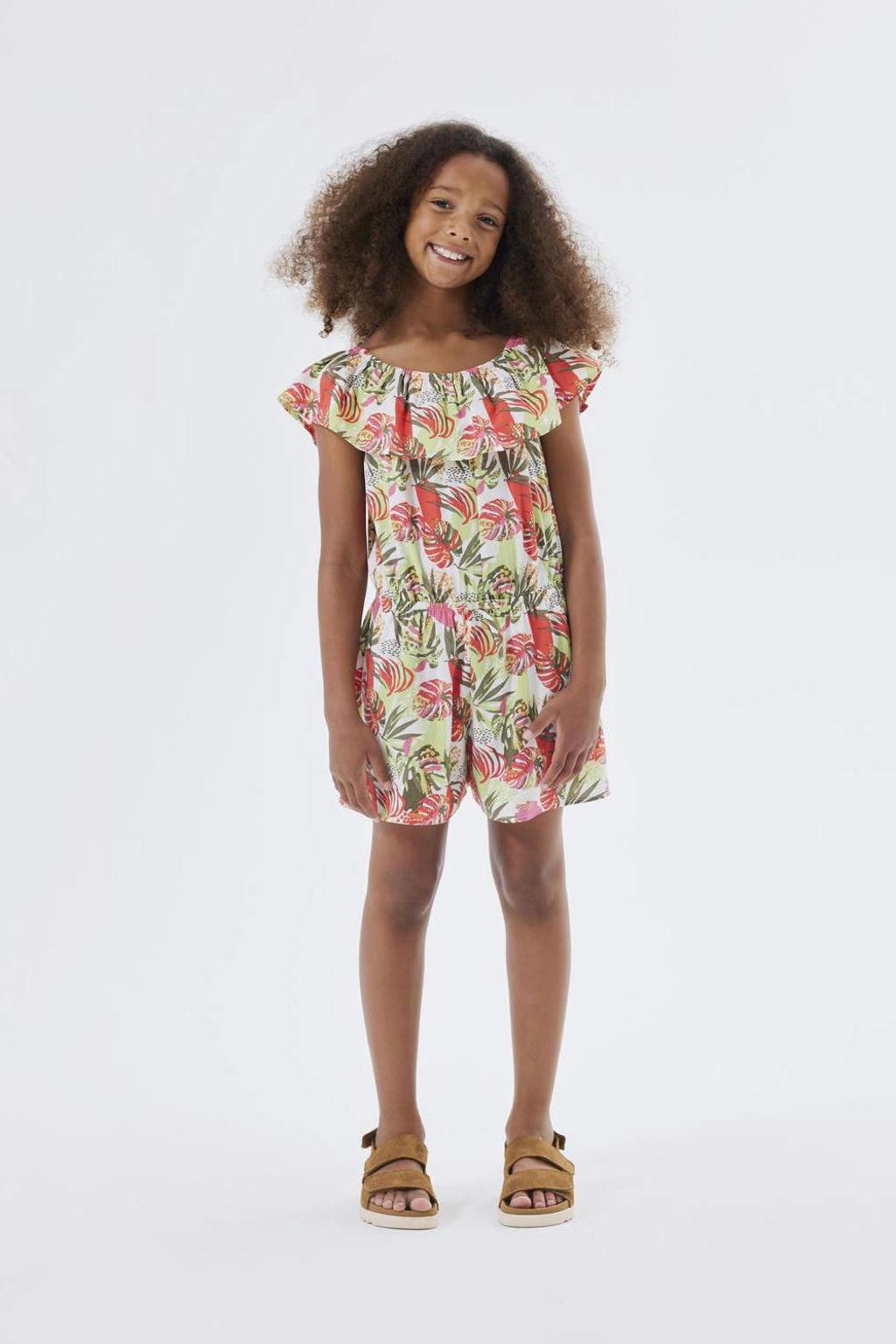 NAME IT KIDS playsuit NKFVINAYA met all over print groen/ecru/roze
