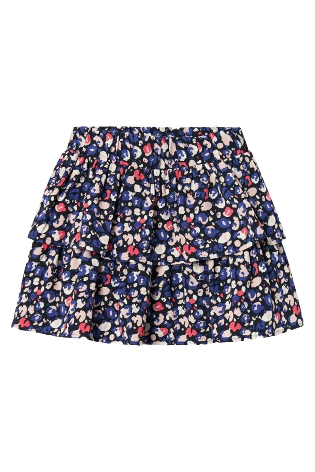 Donkerblauw, roze en witte meisjes NAME IT KIDS gebloemde rok gemaakt van gerecycled polyester en met elastische tailleband