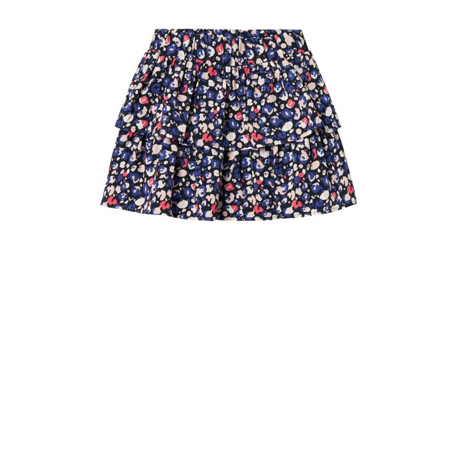 Name it KIDS gebloemde rok NKFVINAYA donkerblauw roze wit Meisjes Gerecycled polyester 116