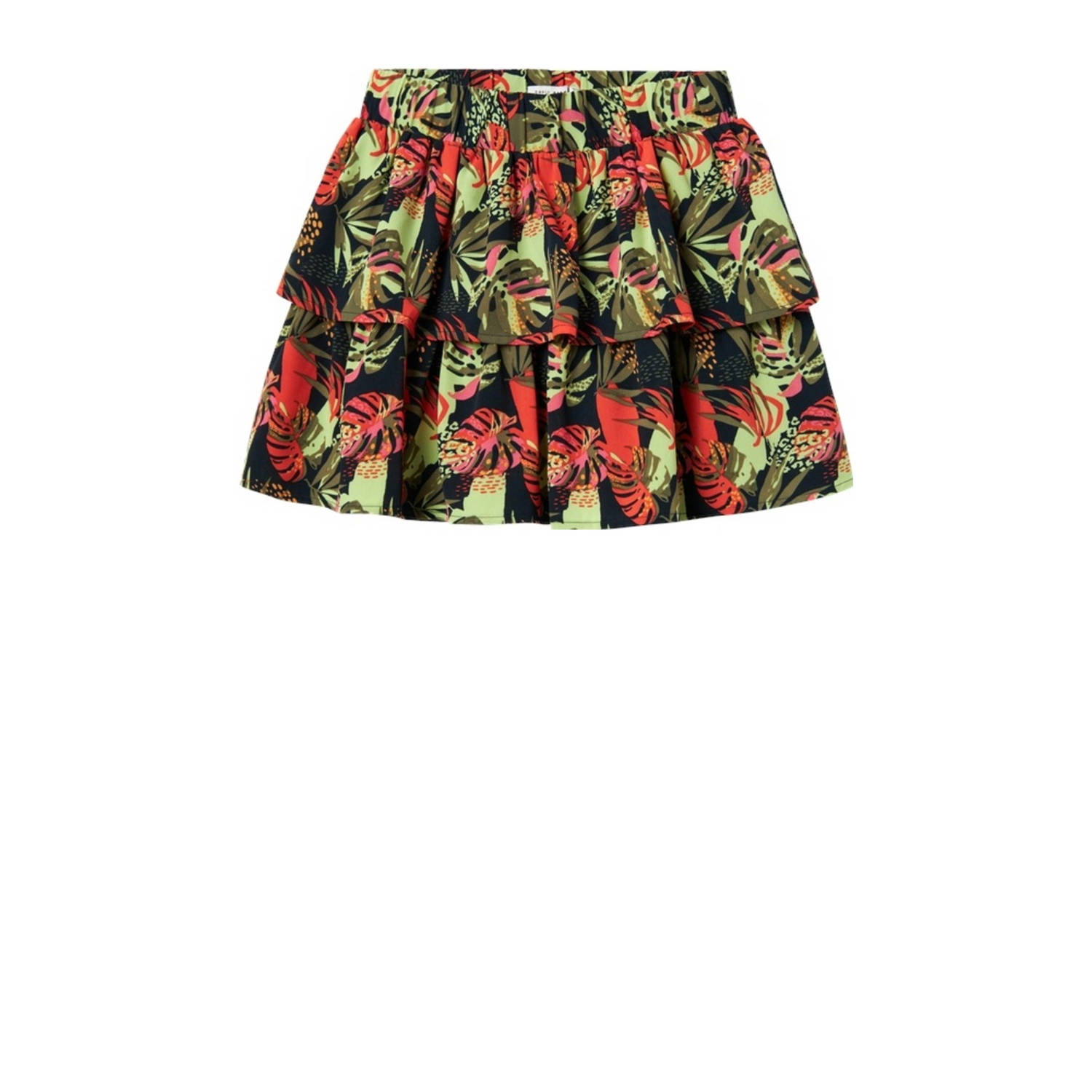 Name it KIDS gebloemde rok NKFVINAYA groen donkerblauw rood Meisjes Gerecycled polyester 116