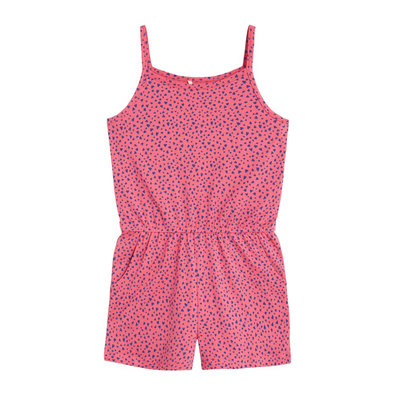 Name it KIDS playsuit NKFVIGGA met hartjes donkerroze paars Meisjes Katoen Ronde hals 104