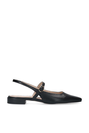 leren slingback loafers zwart