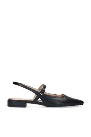 leren slingback loafers zwart