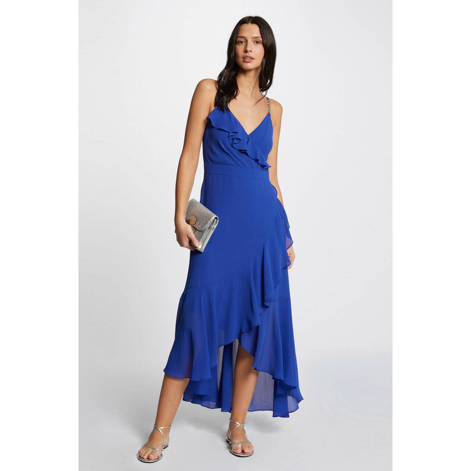 Morgan semi-transparante jurk blauw